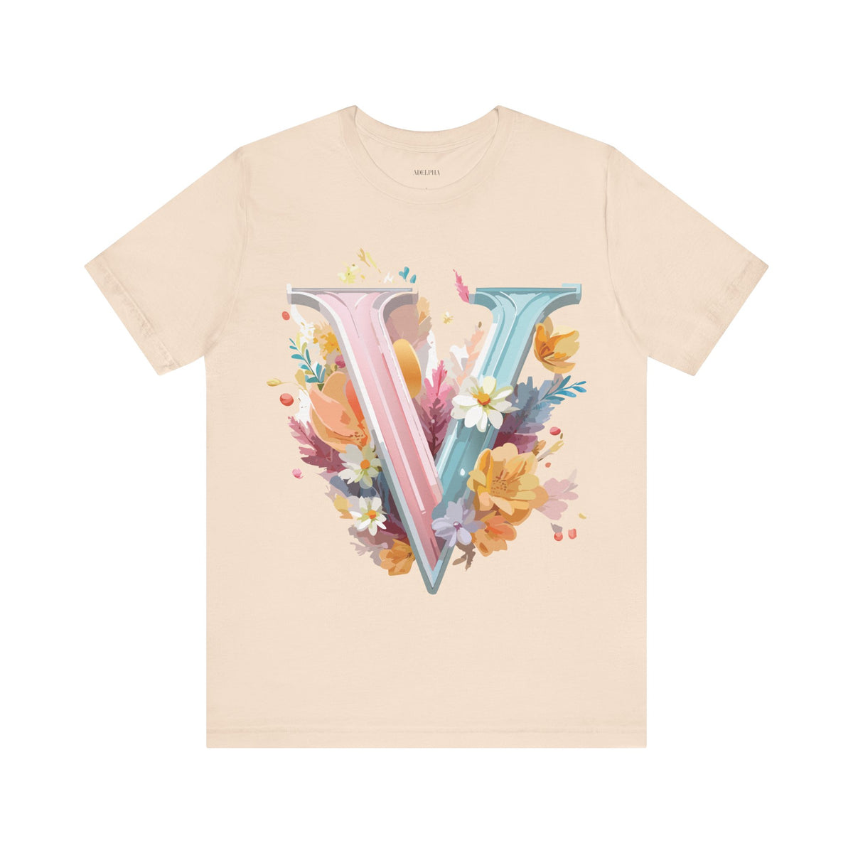 Letter V Graphic Unisex Cotton Bella+Canvas Tee with Art Letter Design