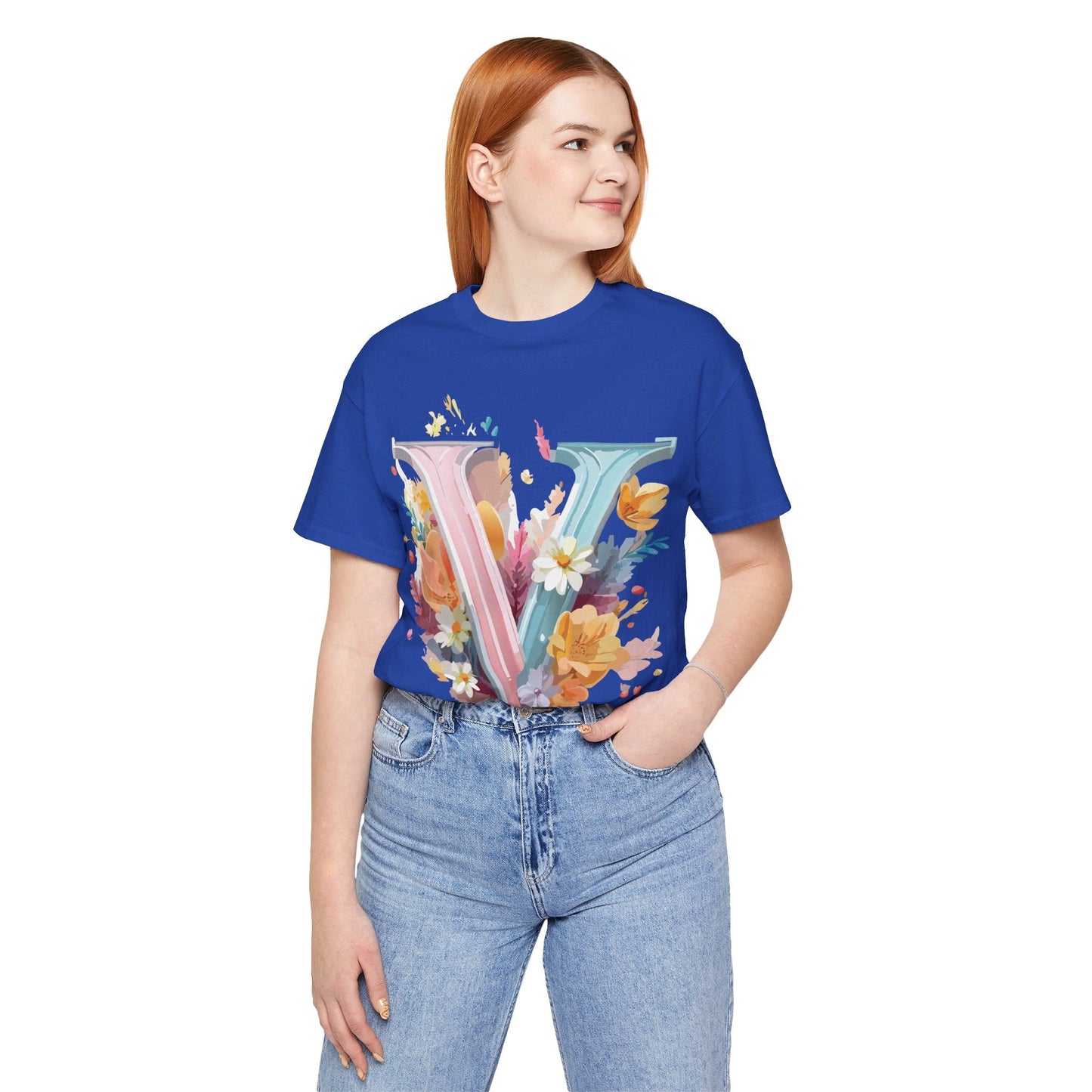 Letter V Shirt Graphic Tee Unisex Jersey Short Sleeve Vintage Inspired Artwork Adelpha