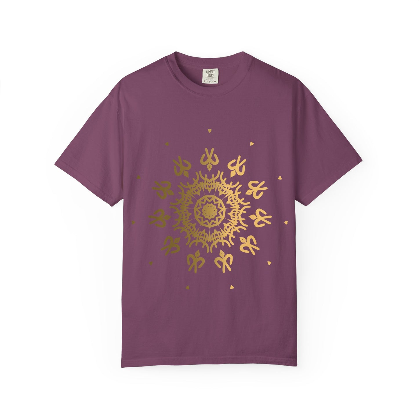 Unisex Garment Dyed Cotton T-Shirt with Mandala Graphic Design
