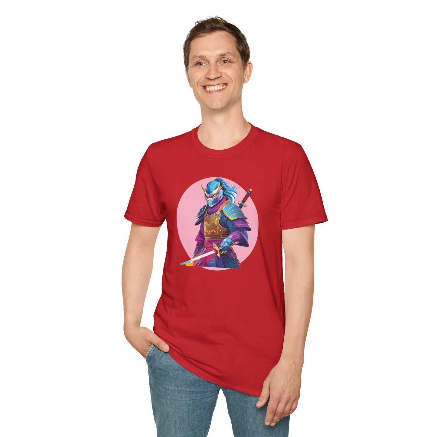 Samurai Themed Unisex Softstyle Tee Shirt Gildan 64000 100 Percent Ring Spun Cotton