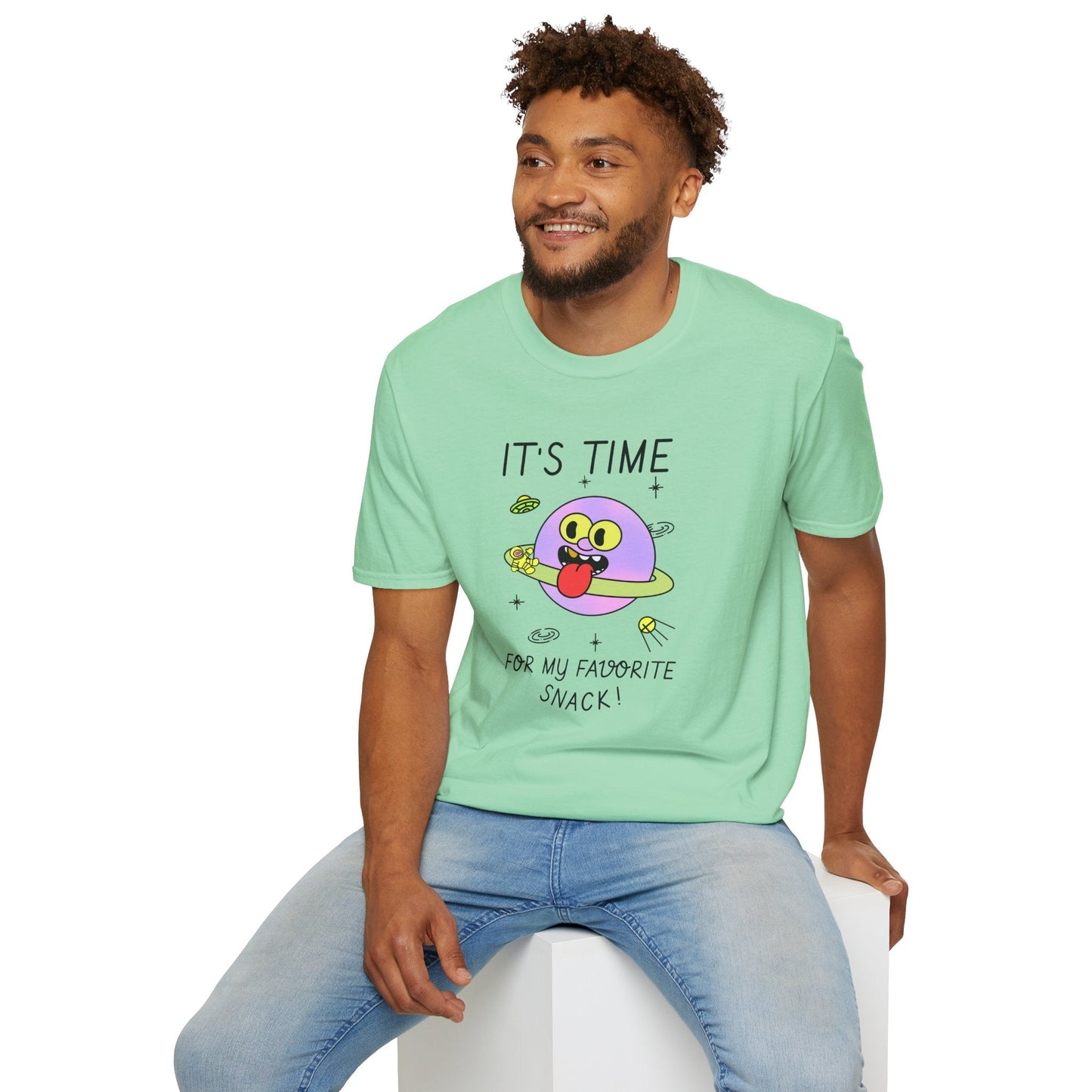 Snack Time Alien TShirt Time For My Favorite Snack Unisex Cotton Cute Space Graphic Tee