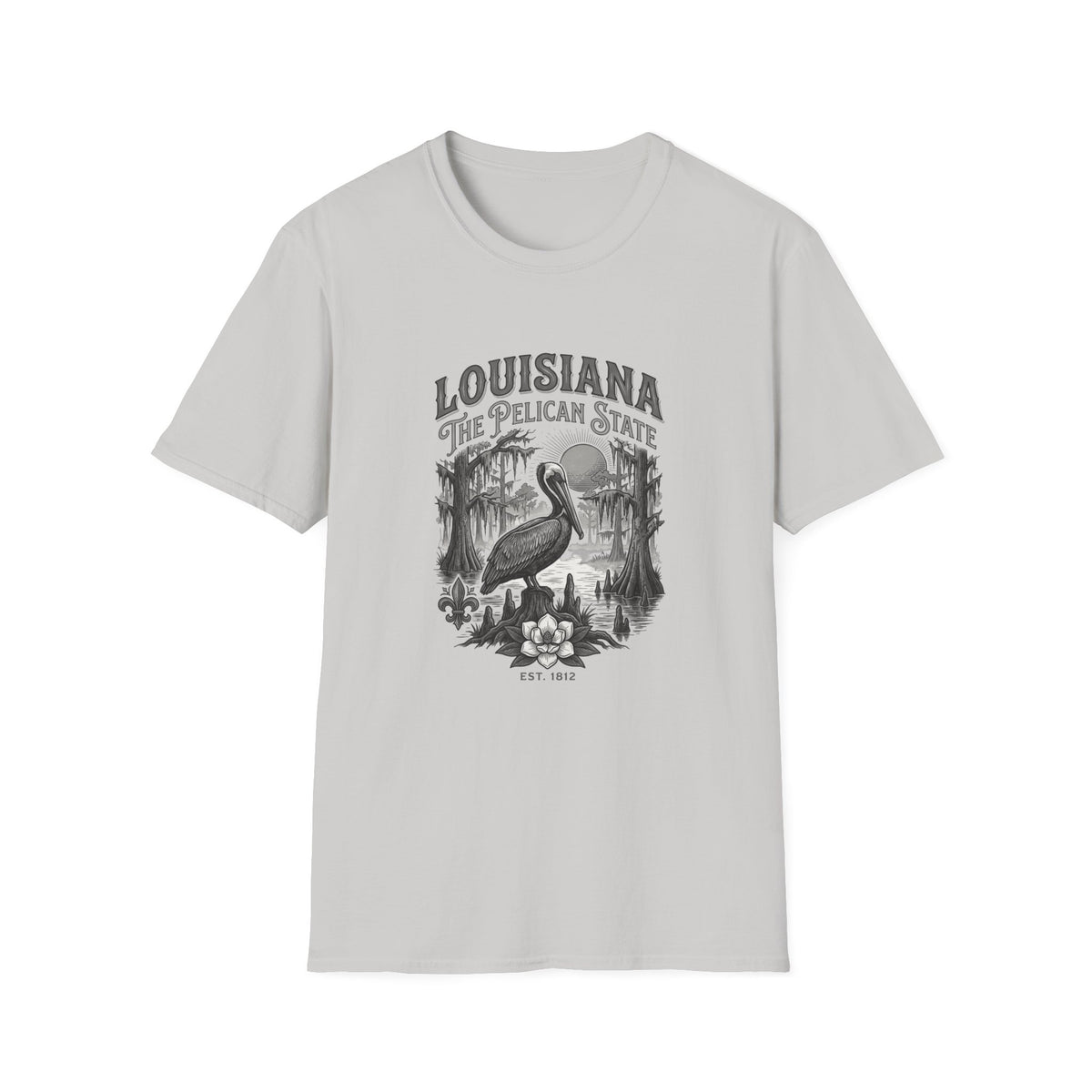 Louisiana Pelican State T-Shirt — Vintage Travel Tourist Graphic Design Unisex 100 Cotton Gildan T-Shirt