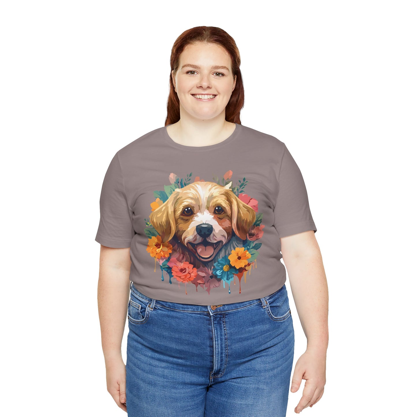 Floral Dog Tee, Animal Shirt, Dog Shirt, Floral Tee, Flower T-shirt, T-Shirt with Animal, Summer Top with Art Design