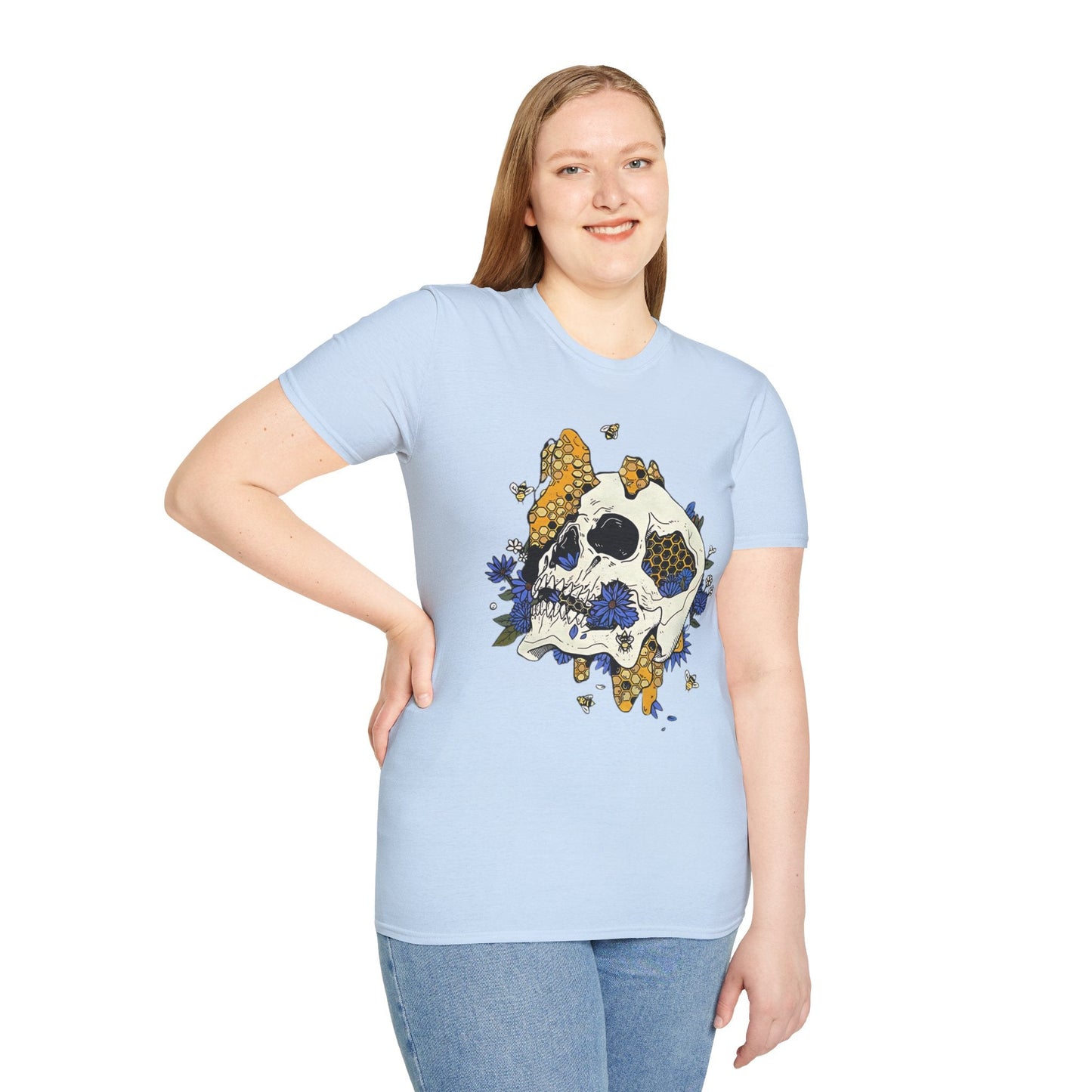 Skull Tee Shirt Unisex Skeleton Design Gildan Softstyle 64000 100 Percent Ring Spun Cotton Tee