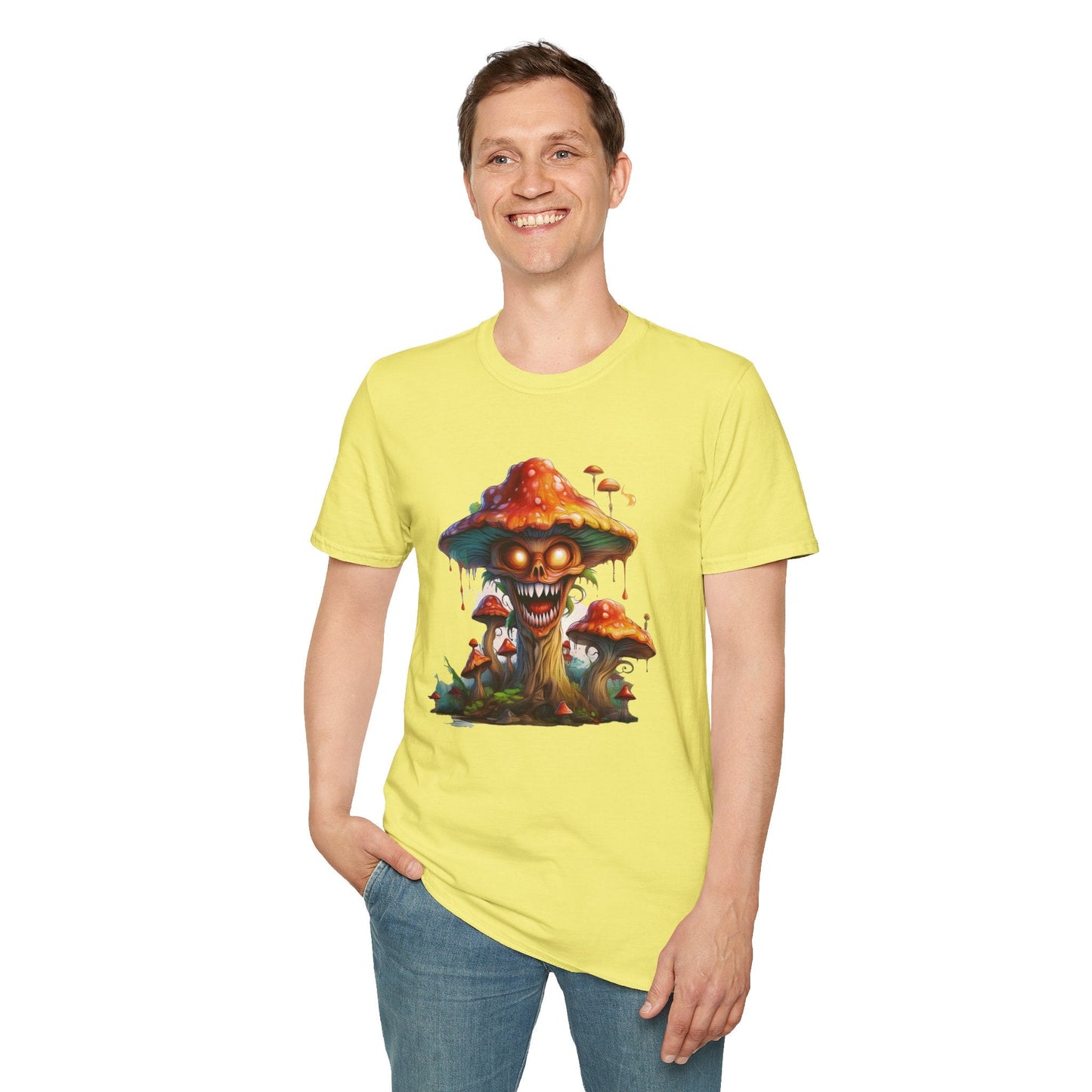 Mashroom Tee Shirt Unisex Softstyle 64000 100% Ring Spun Cotton with Funny Mushroom Artwork