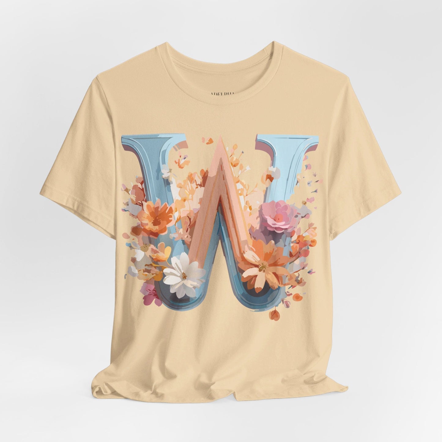 Letter W Shirt Unisex Graphic Tee Vintage Inspired Adelpha Art Design Short Sleeve
