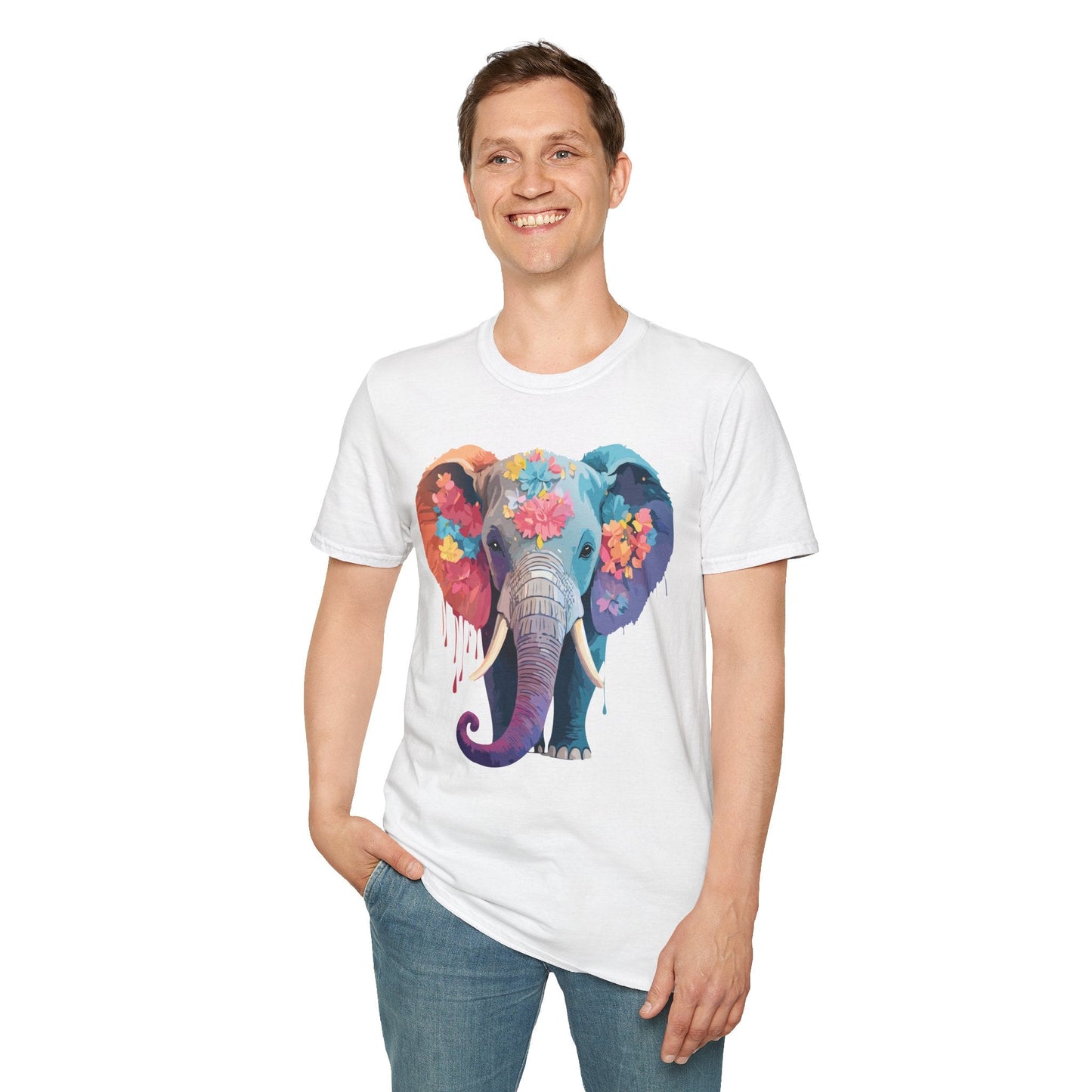 Unisex Elephant T Shirt Gildan SoftStyle 64000 100 Percent Ring Spun Cotton Tee Shirt