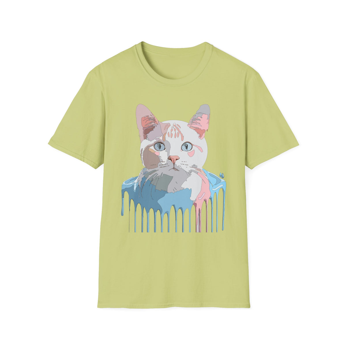 Pastel Cat Portrait T-Shirt | Watercolor Kitty Face Tee
