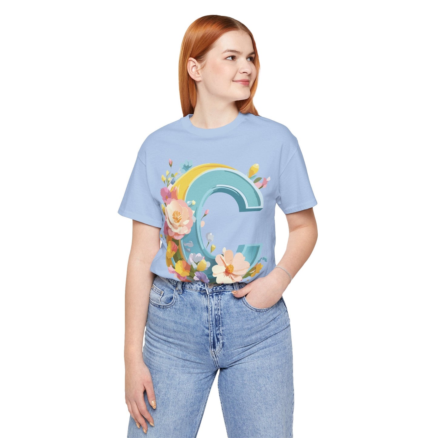 Letter C Shirt Graphic Tee Unisex Vintage Art Design Tee Adelpha Premium Short Sleeve