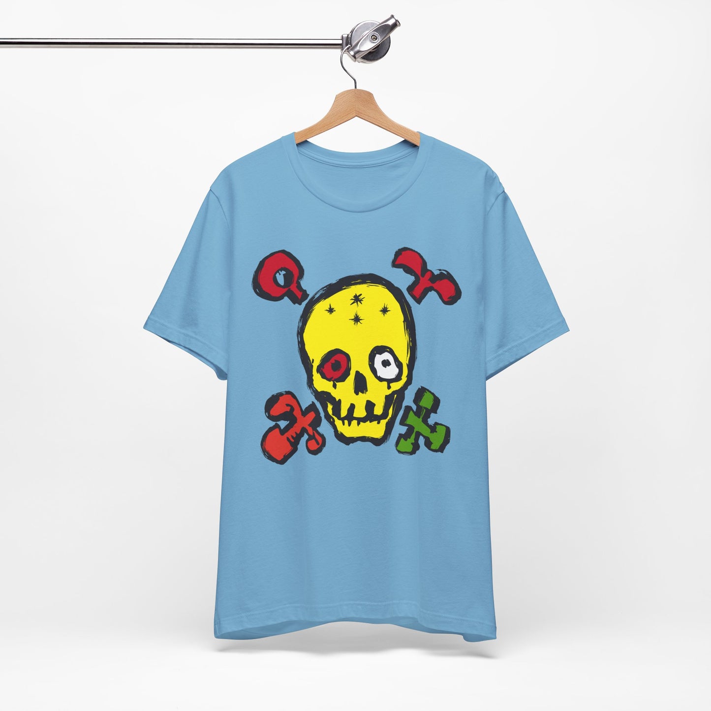 Yellow Skull Graphic Design Tee, Skull Shirt, Vintage Tees, Art Design T-Shirt, Vintage Graphic Tee, Art Shirts with Skulls