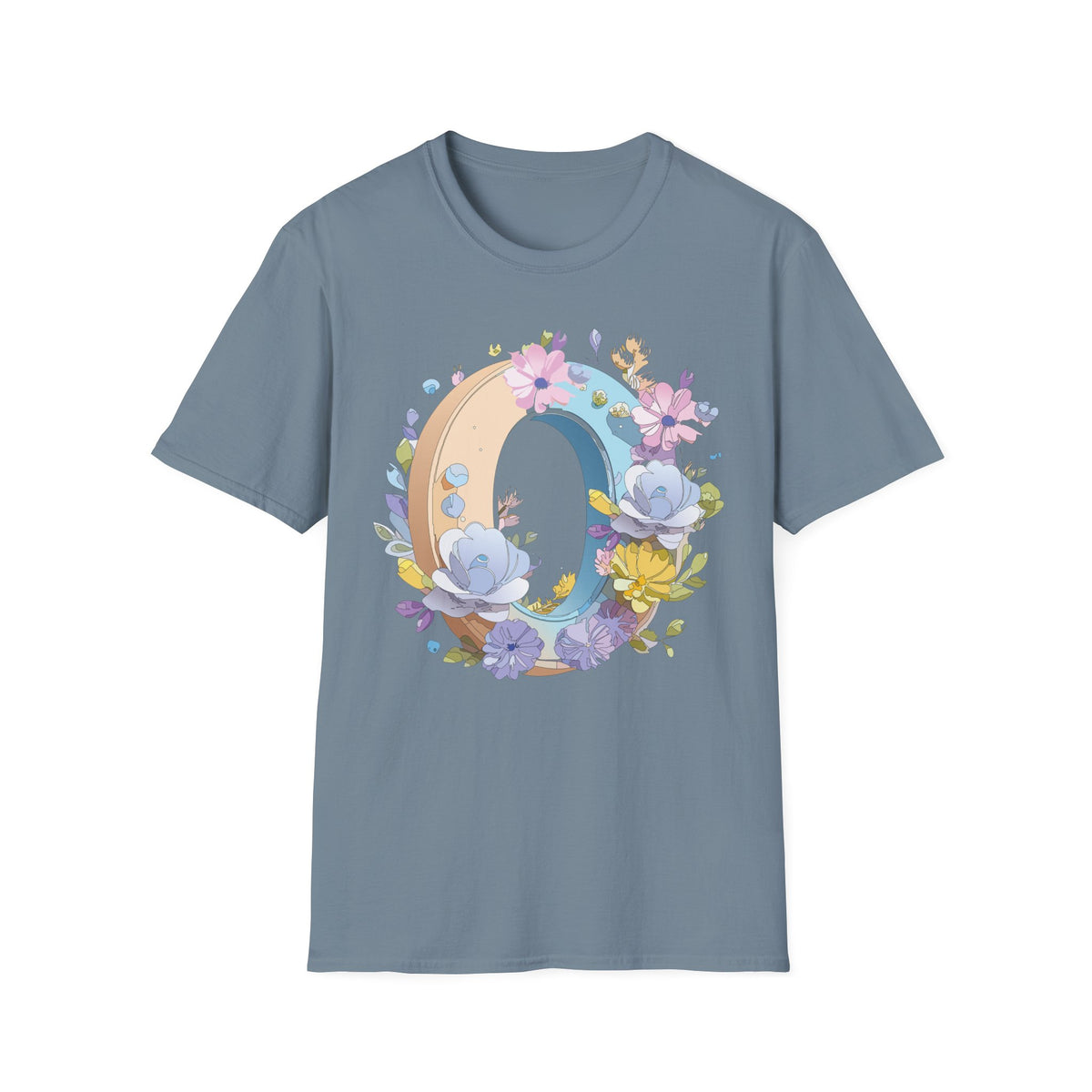 Floral Letter O Shirt | Monogram Initial O Tee, Pastel Flower Alphabet