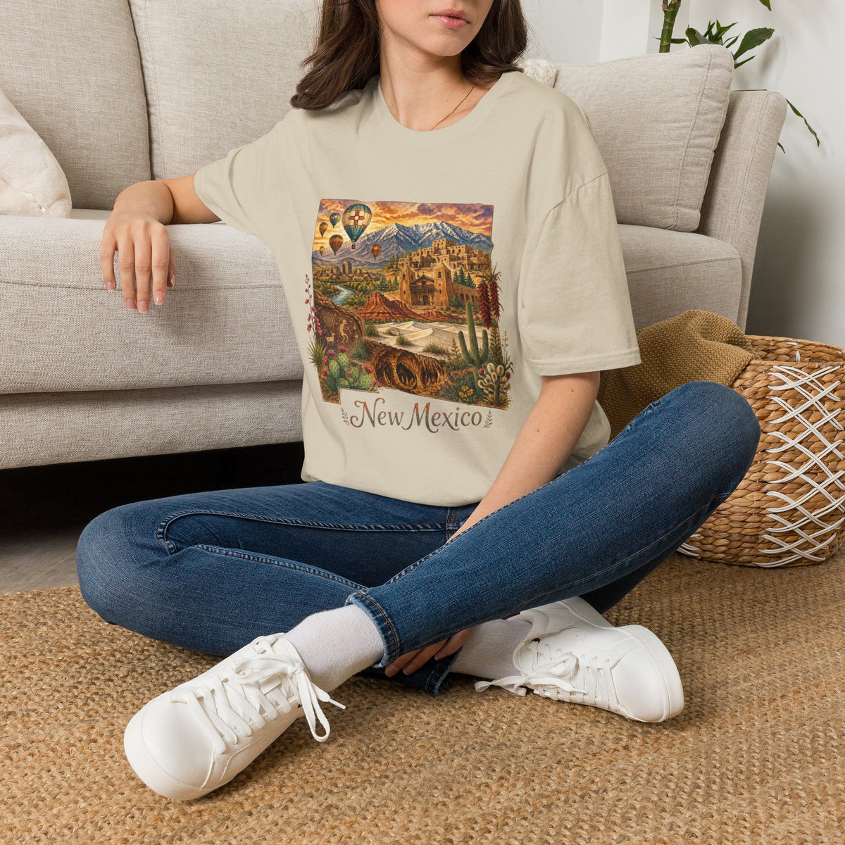 New Mexico State Travel Tourist Graphic Design Unisex 100 Cotton Gildan T-Shirt