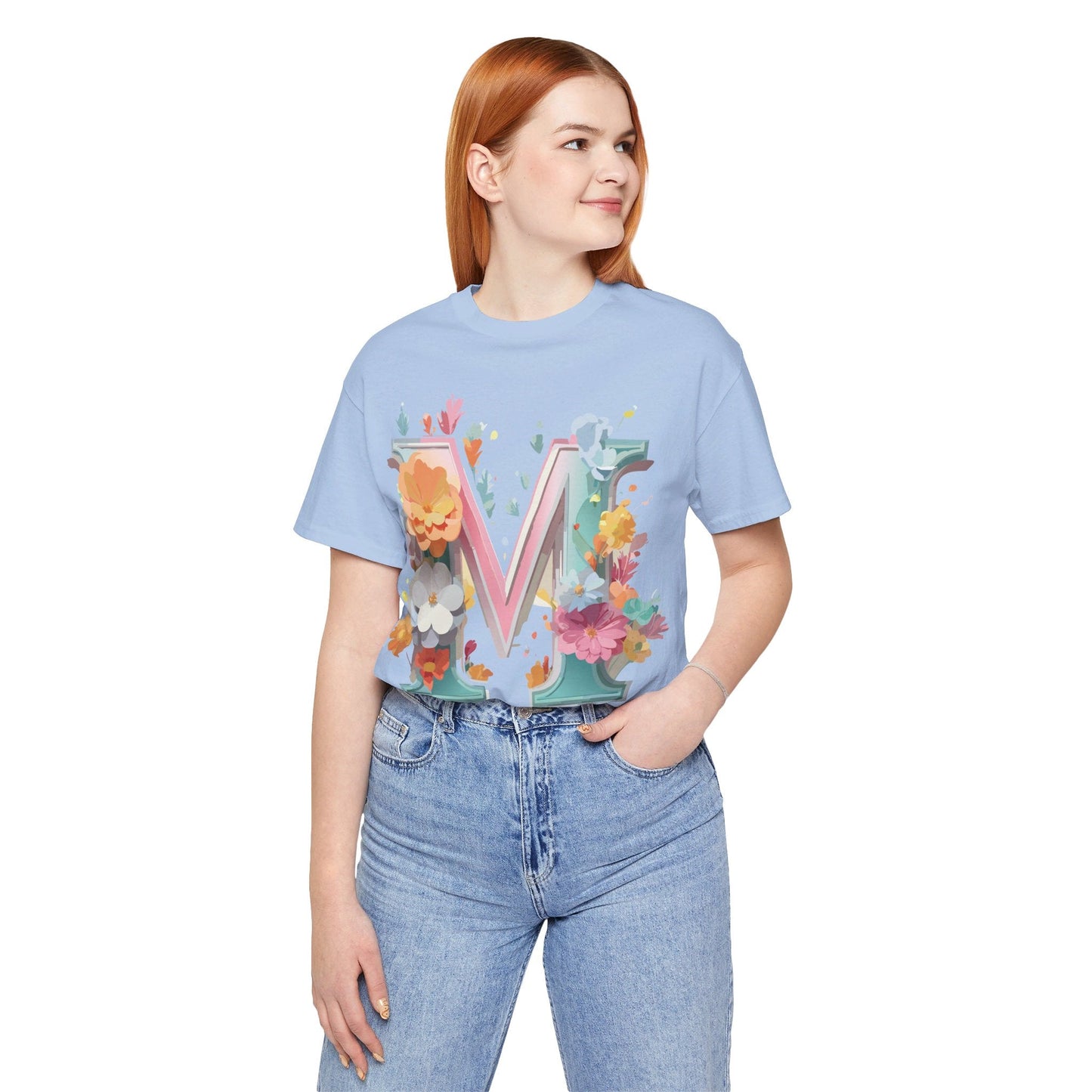 Letter M Graphic Tee Unisex Short Sleeve Shirt By Adelpha Vintage Artwork Design
