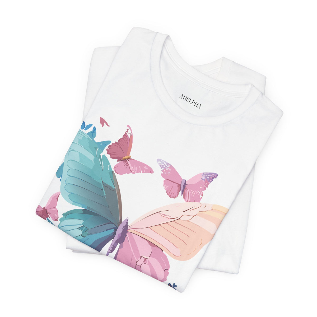 Butterfly Graphic Unisex Cotton Bella+Canvas Tee with Floral Art Design m03
