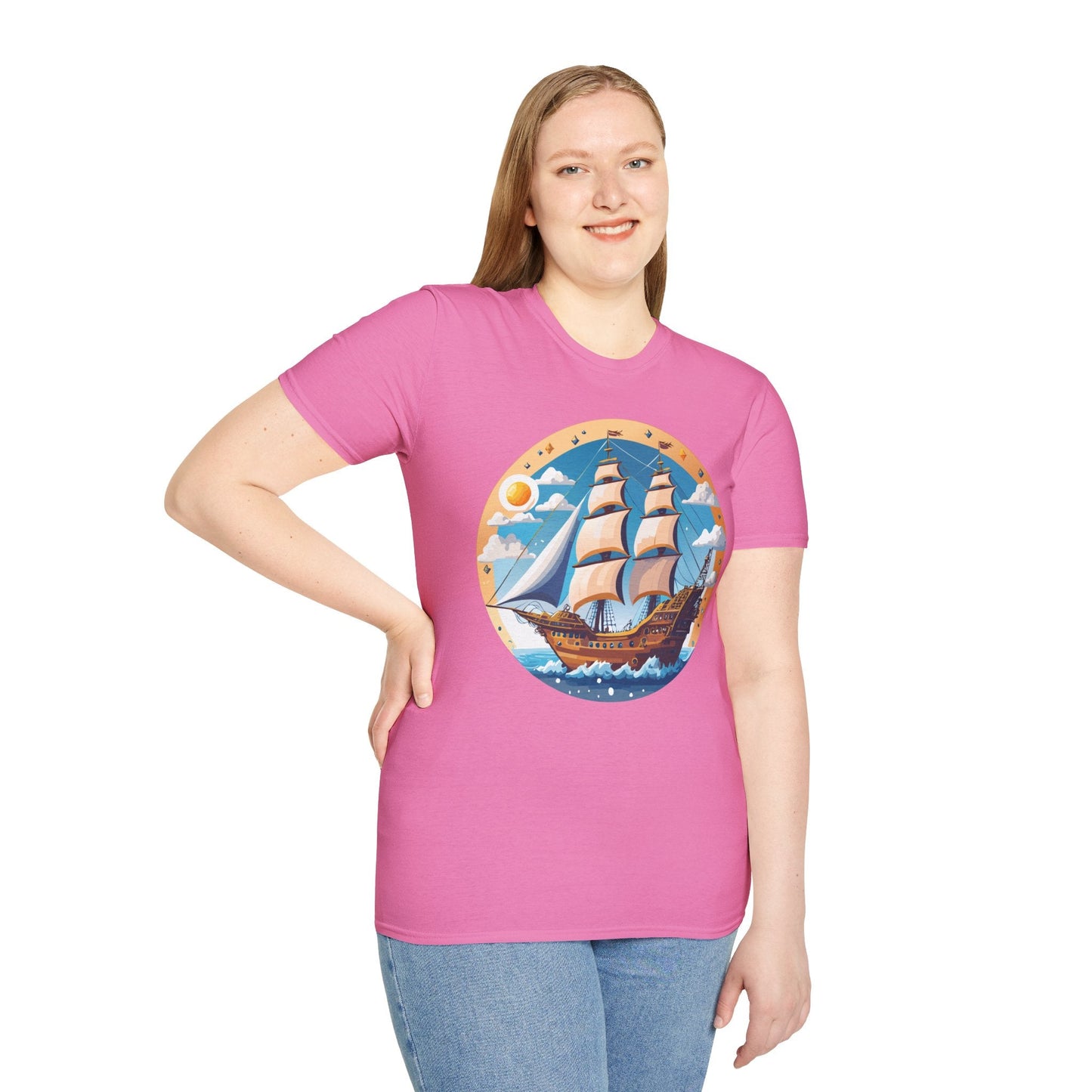 Unisex Nautical Frigate Ship T Shirt Vessel Tee Gildan Softstyle 64000 100 Percent Ring Spun Cotton