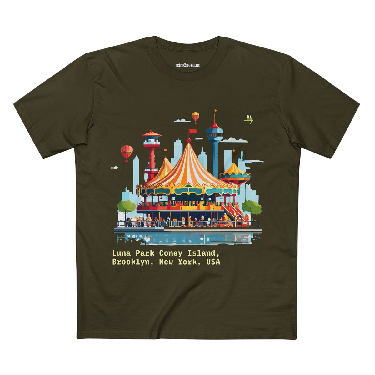 Luna Park Coney Island Carousel Tee | Brooklyn New York Illustration