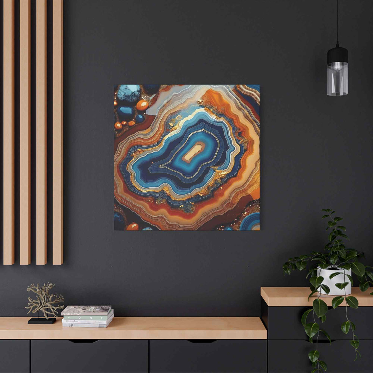 Agate Stone Graphic Print Canvas, Oil Paint Print 20x20, 24x24, 30x30, 32x32, 36x36 Canvas Pine-Wood Inner Frame MC-189