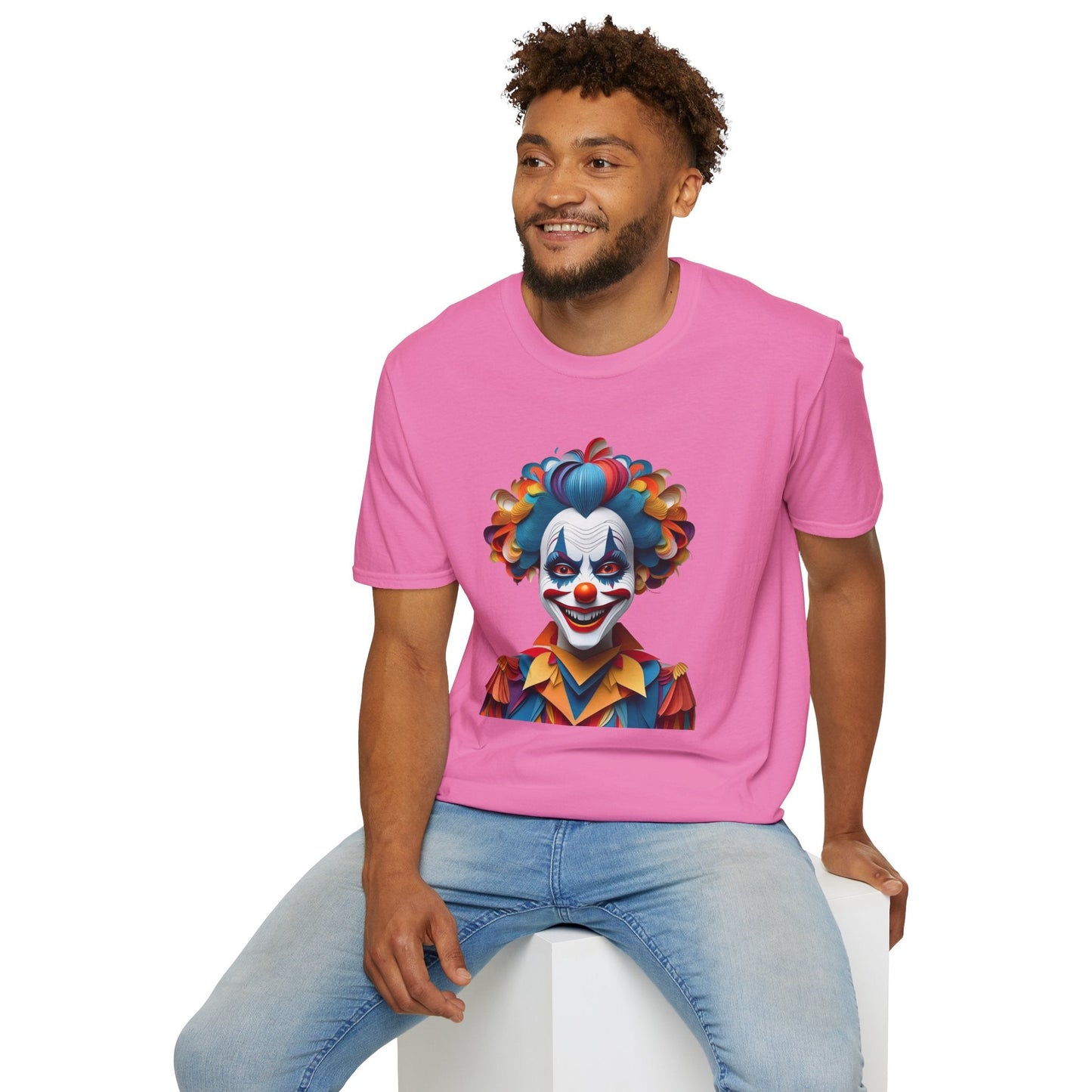 Clown Shirt Unisex T Shirt Short Sleeve Funny Man Circus Tee Gildan Softstyle 64000