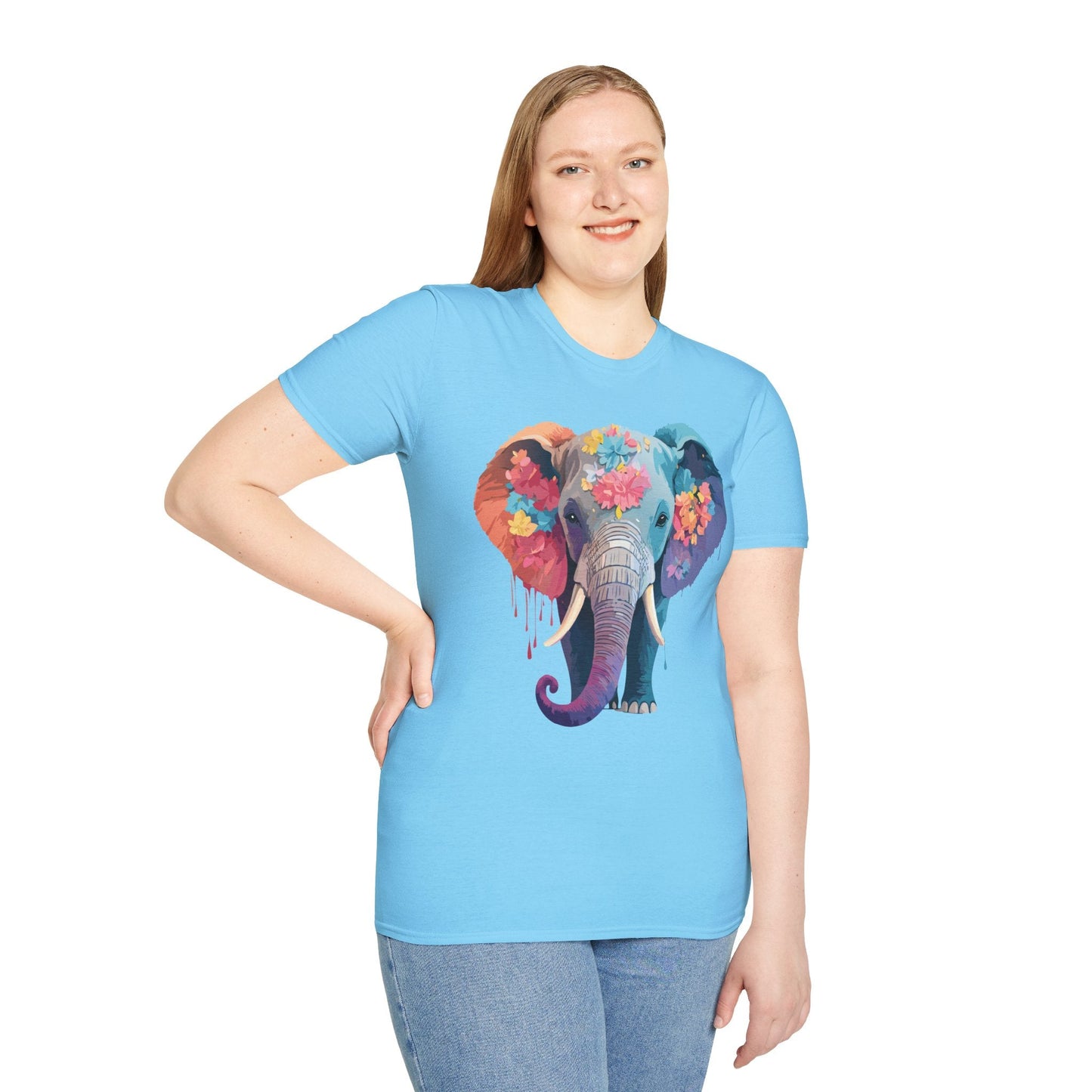 Unisex Elephant T Shirt Gildan SoftStyle 64000 100 Percent Ring Spun Cotton Tee Shirt