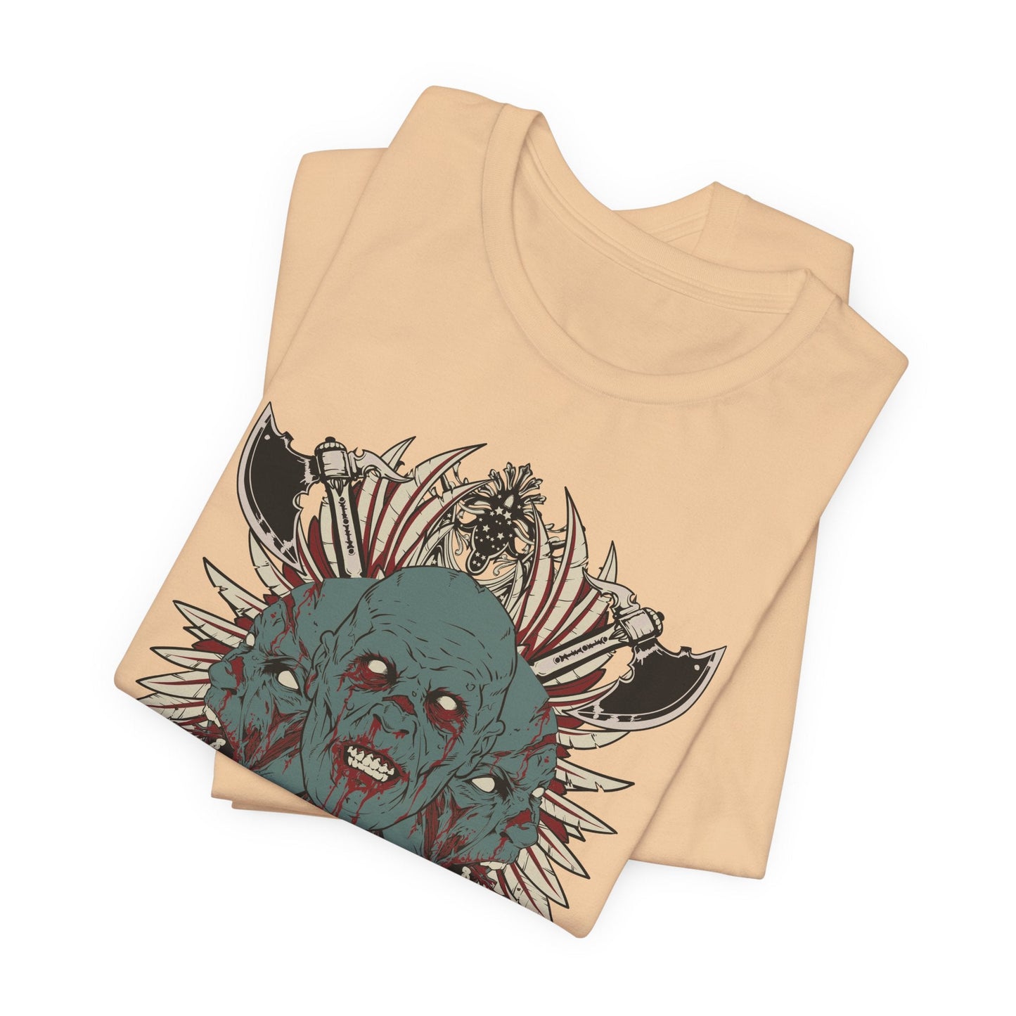 Zombie Skull Mandala T-Shirt Horror Graphic Tee, Gothic Skull Art-54-2