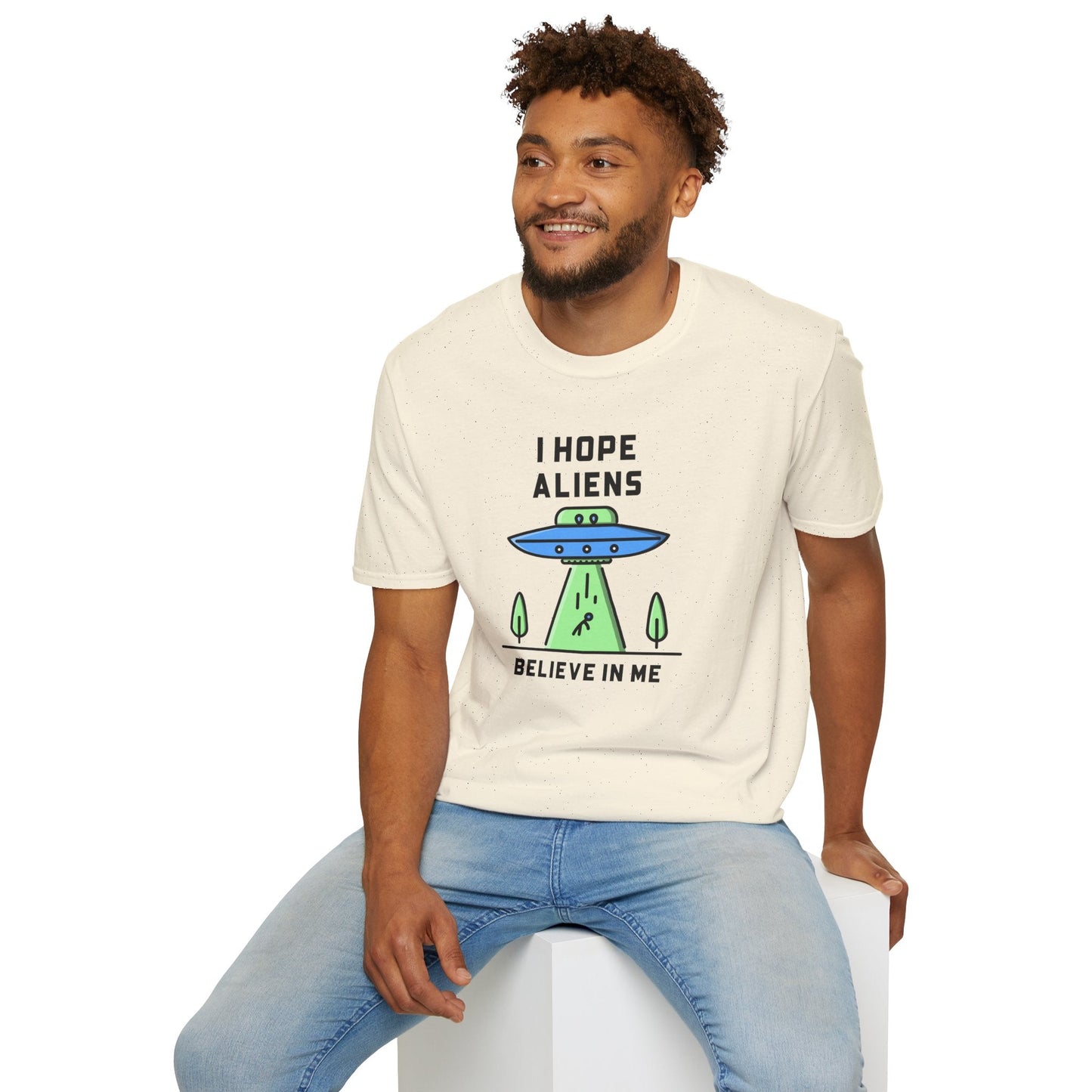 Alien UFO TShirt  I Hope Aliens Believe In Me Cute SciFi Graphic Tee