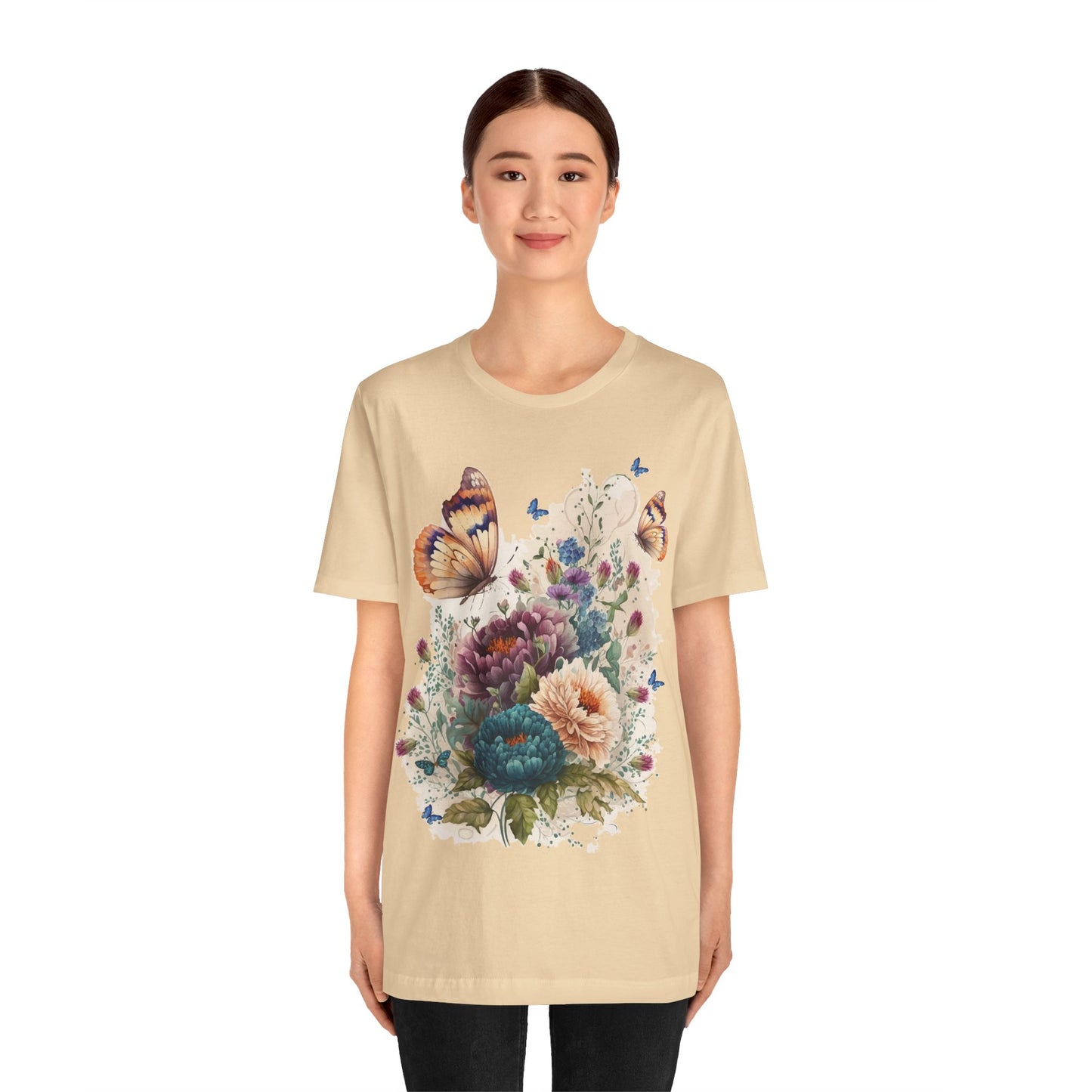 Cotton Tee Shirt with Butterfly Prints