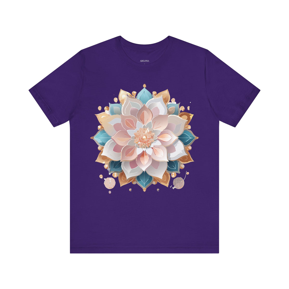 Mandala Graphic Unisex Cotton Bella+Canvas Tee with Floral Art Design d24
