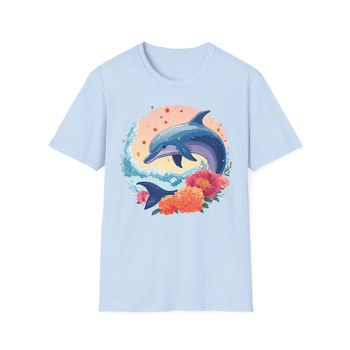 Dolphin Shirts Unisex Tee 100 Percent Ring Spun Cotton Gildan Softstyle 64000 For Everyday Comfort