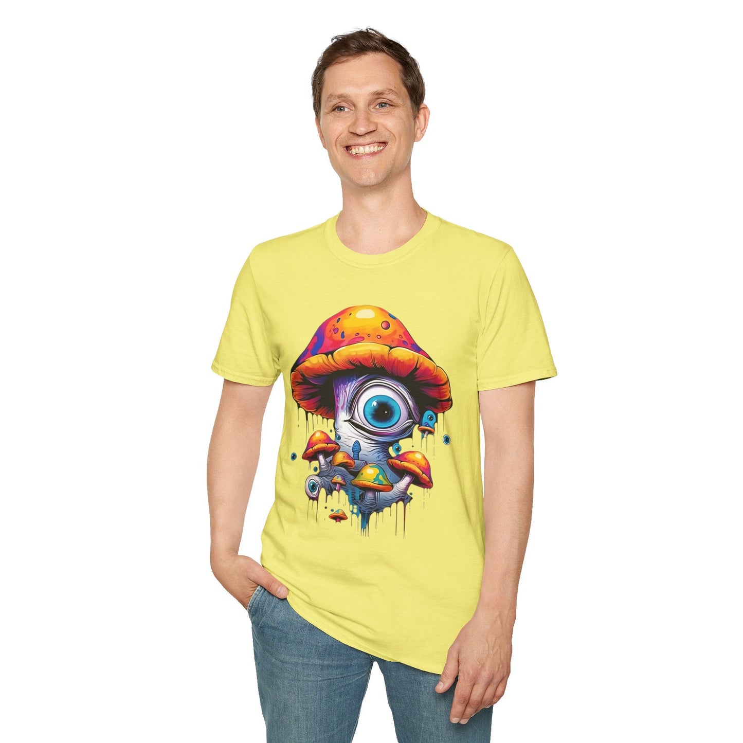 Unisex Mashroom T Shirt With Funny Mashroom Art Design Gildan Softstyle Tee For Everyday Comfort