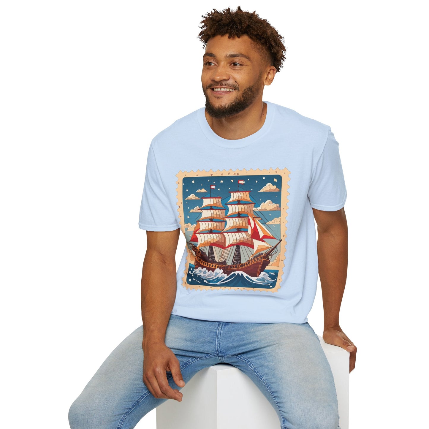 Ship T Shirt Unisex Frigate Vessel Tee Gildan Softstyle 64000 100 Percent Ring Spun Cotton