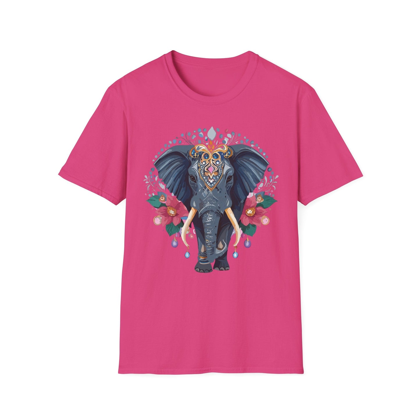 Elephant Graphic T Shirt Unisex Cotton Tee Softstyle Gildan 64000 Elephant Design