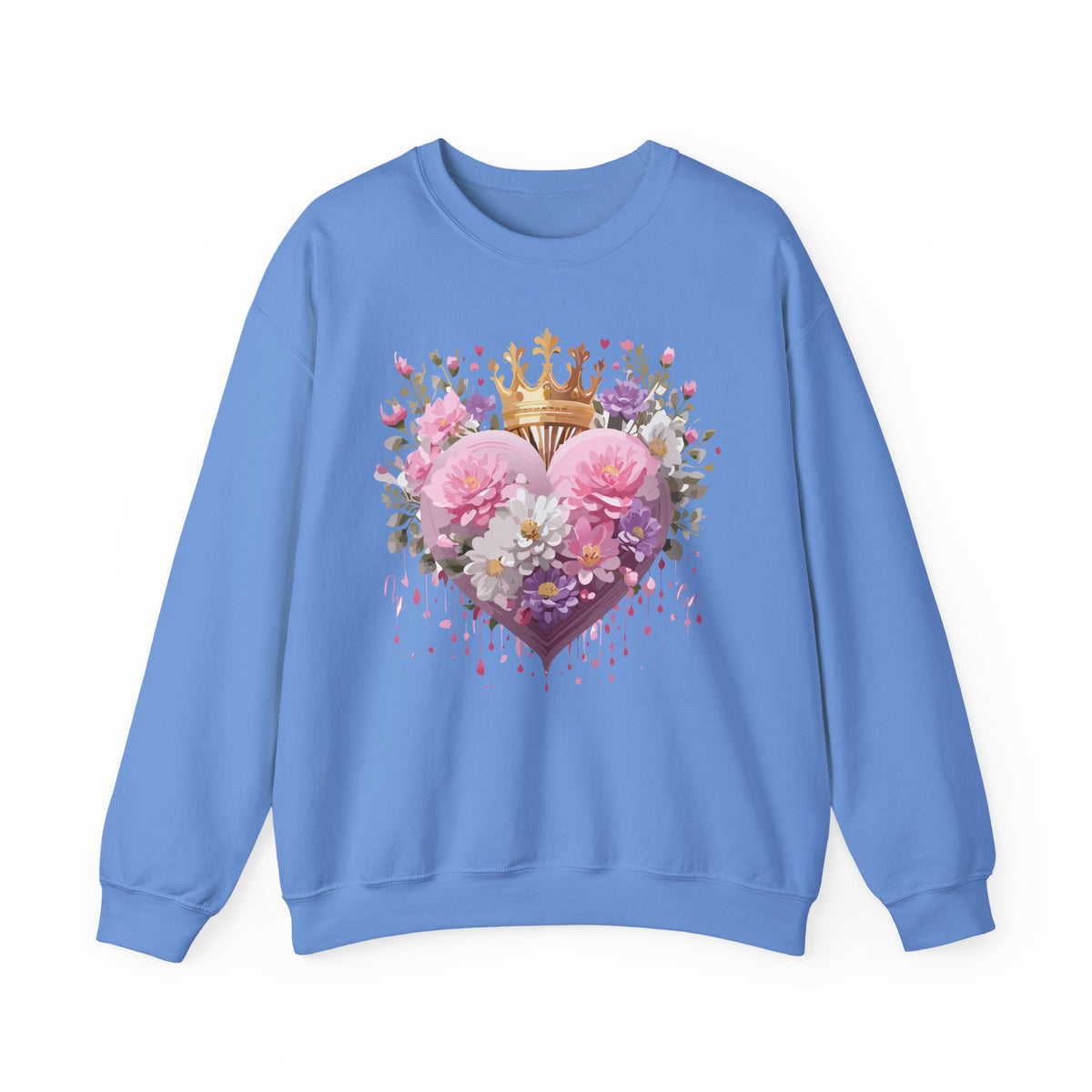 Floral Heart Love Graphic Valentine's Day Sweatshirt Unisex 50/50 Cotton-Poly Sweatshirt w20
