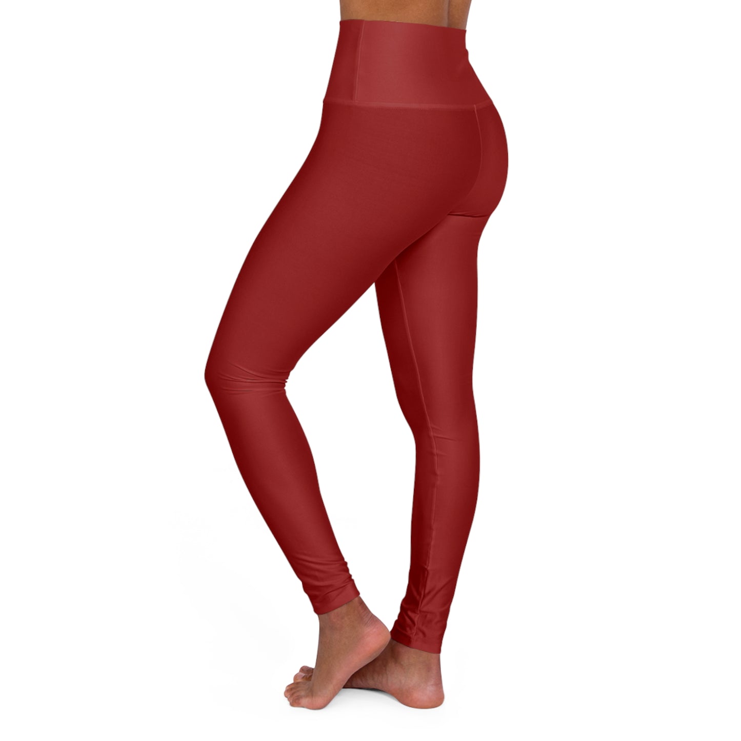 Oxblood Red Color High-Waist Yoga Leggings Women's Seamless Poly-Span Stretchy Pants XS-2XL