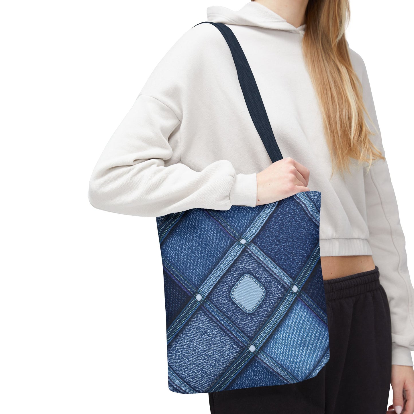 Denim Fabric Imitation Print Unisex Canvas Bag Poly Spun 3 Sizes Tote Bag 102
