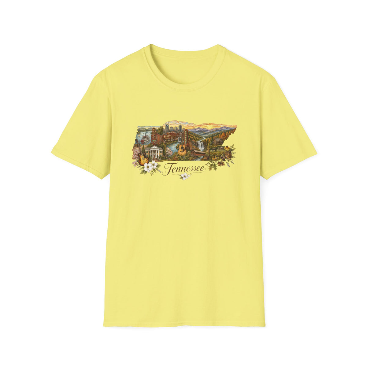 Tennessee Vintage State Map Graphic Design Unisex 100 Cotton Gildan T-Shirt