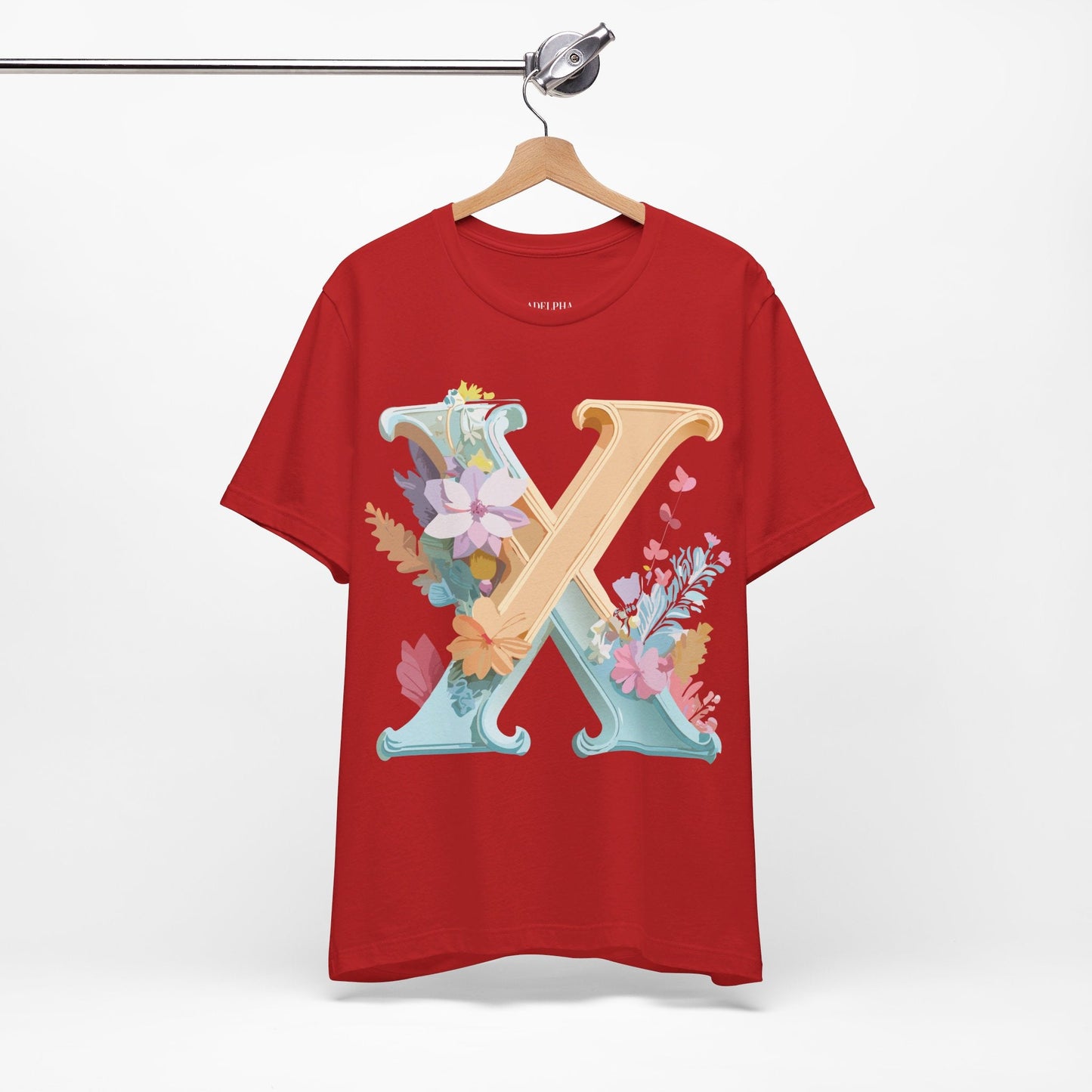 Letter X Shirt Graphic Tee Unisex Vintage Inspired Artwork By Adelpha Premium Comfort