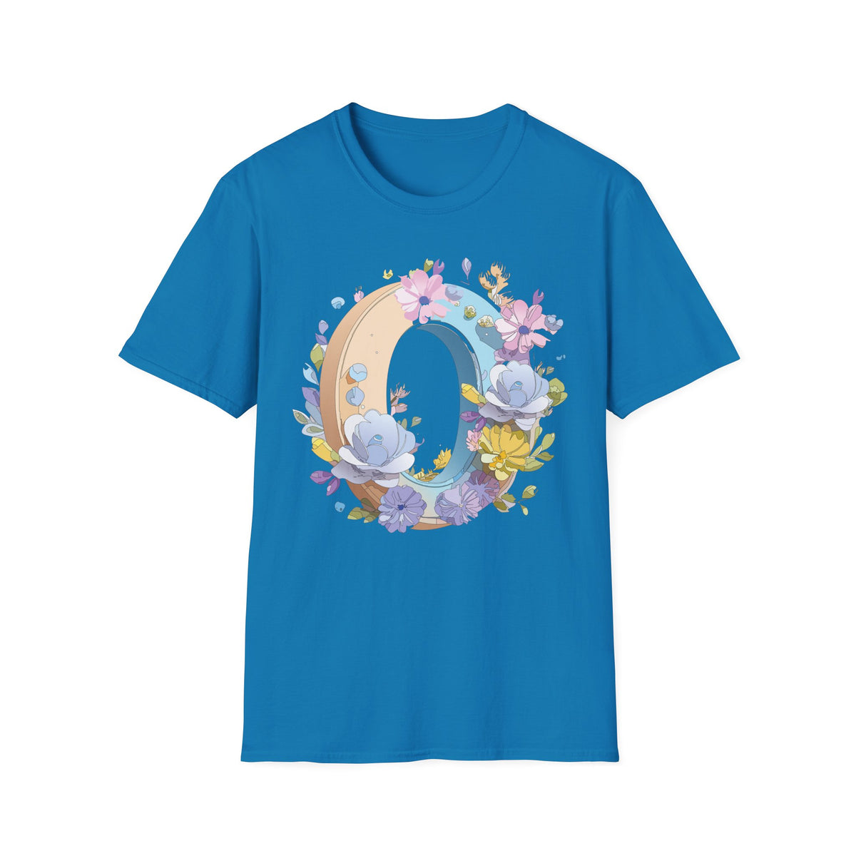 Floral Letter O Shirt | Monogram Initial O Tee, Pastel Flower Alphabet