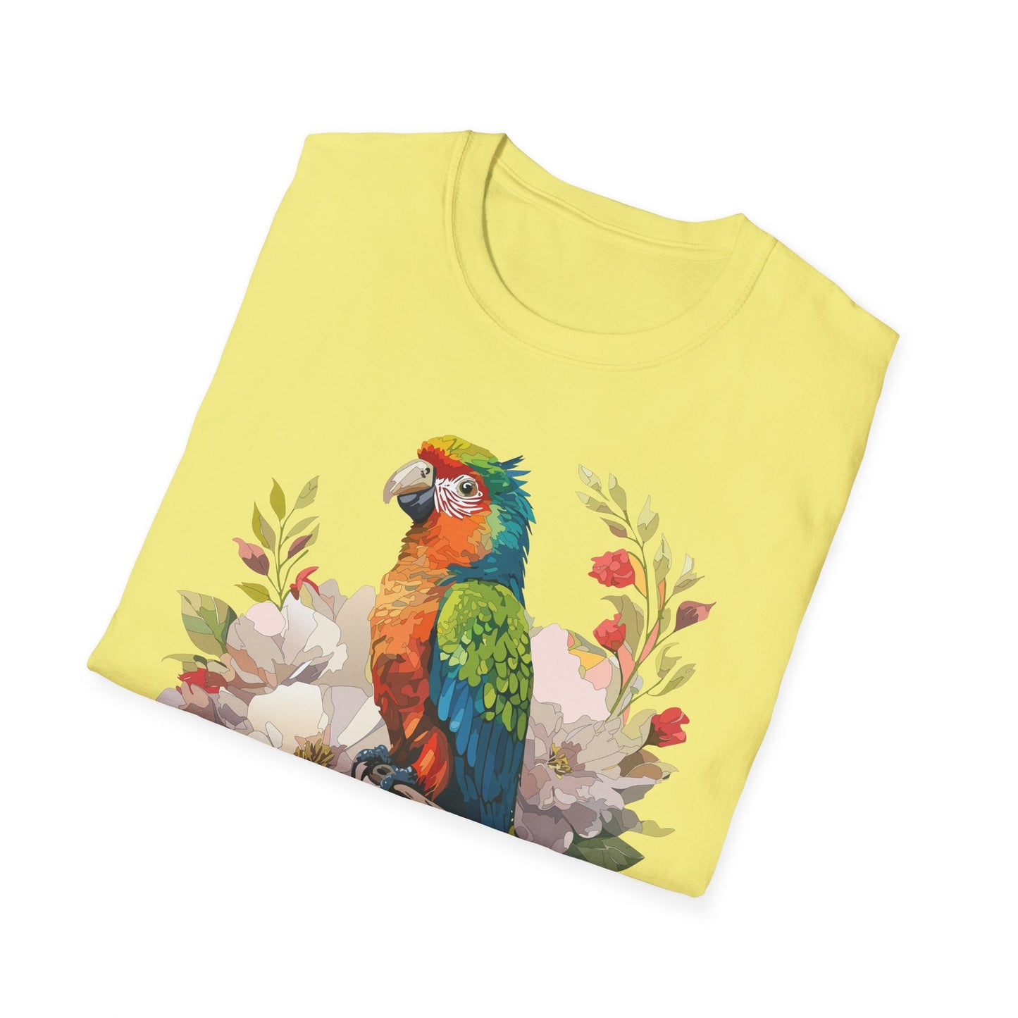 Floral Bird T Shirt Unisex Softstyle Gildan 64000 Graphic Tee With Animal Design
