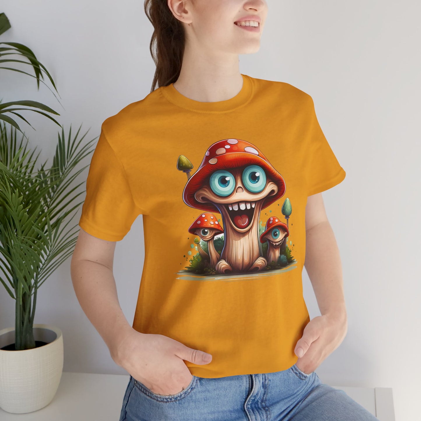 Cute Mushroom Graphic Tee, Fun Cartoon Shirt, Funny Mushroom Shirt, Cute Cartoon Tees, Graphic T-Shirt, Art Design T-Shirt