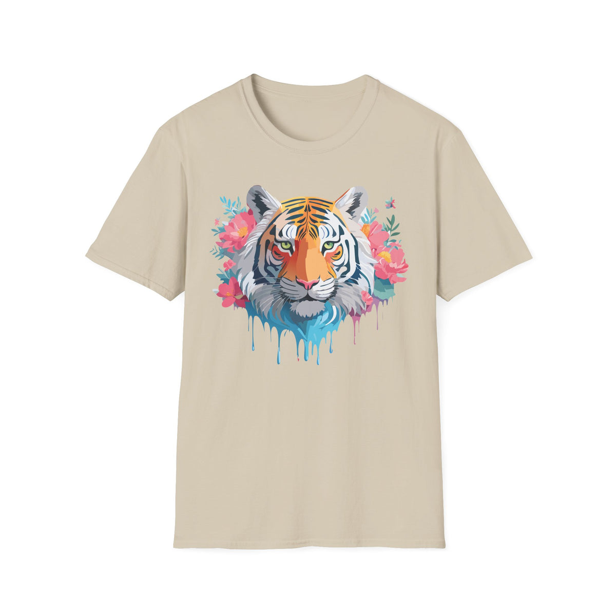 Floral Watercolor Tiger T-Shirt | Tiger Face Shirt, Floral Wildlife Tee