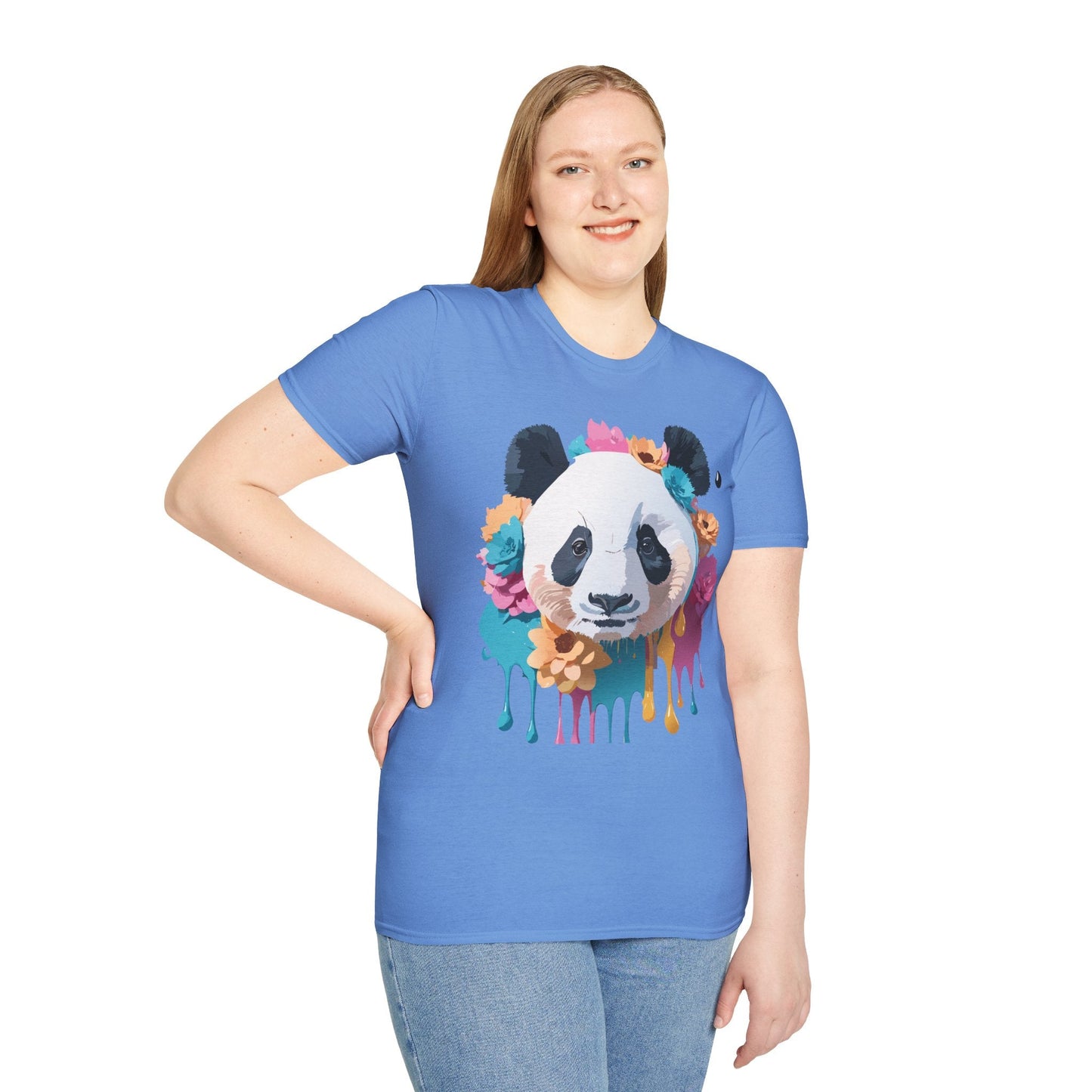 Unisex Panda Shirt Softstyle Cotton Tee For Everyday Wear With Cute Animal Print