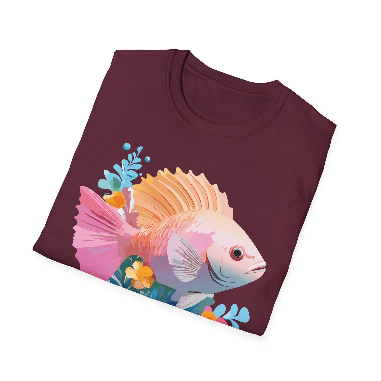 Fish Art Design Graphic Tee Shirt Unisex Softstyle Cotton Short Sleeve Comfort Fit Everyday Wear