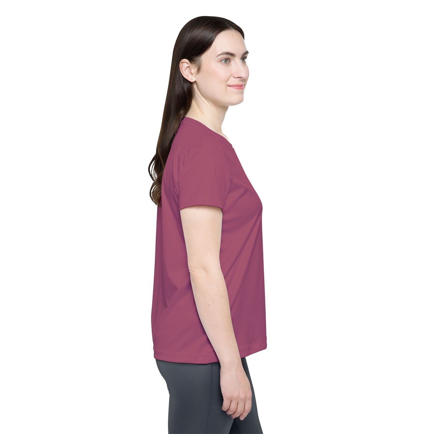 Rosewood Women's Sports Jersey Short Sleeves 100% Poly Solid Rose Mauve Color Print Athletic Tee