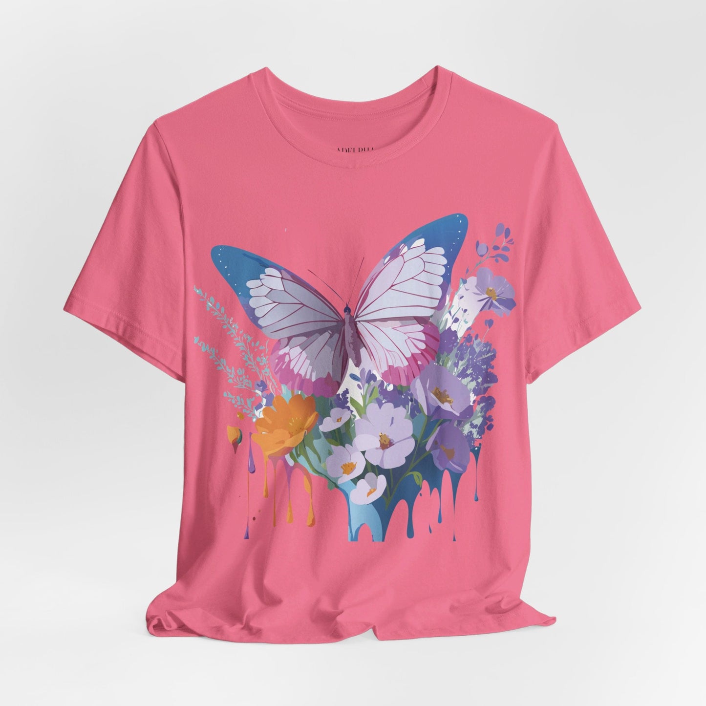 Butterfly Graphic Unisex 100 Cotton Lightweight Vintage Floral Design Jersey Tee 1