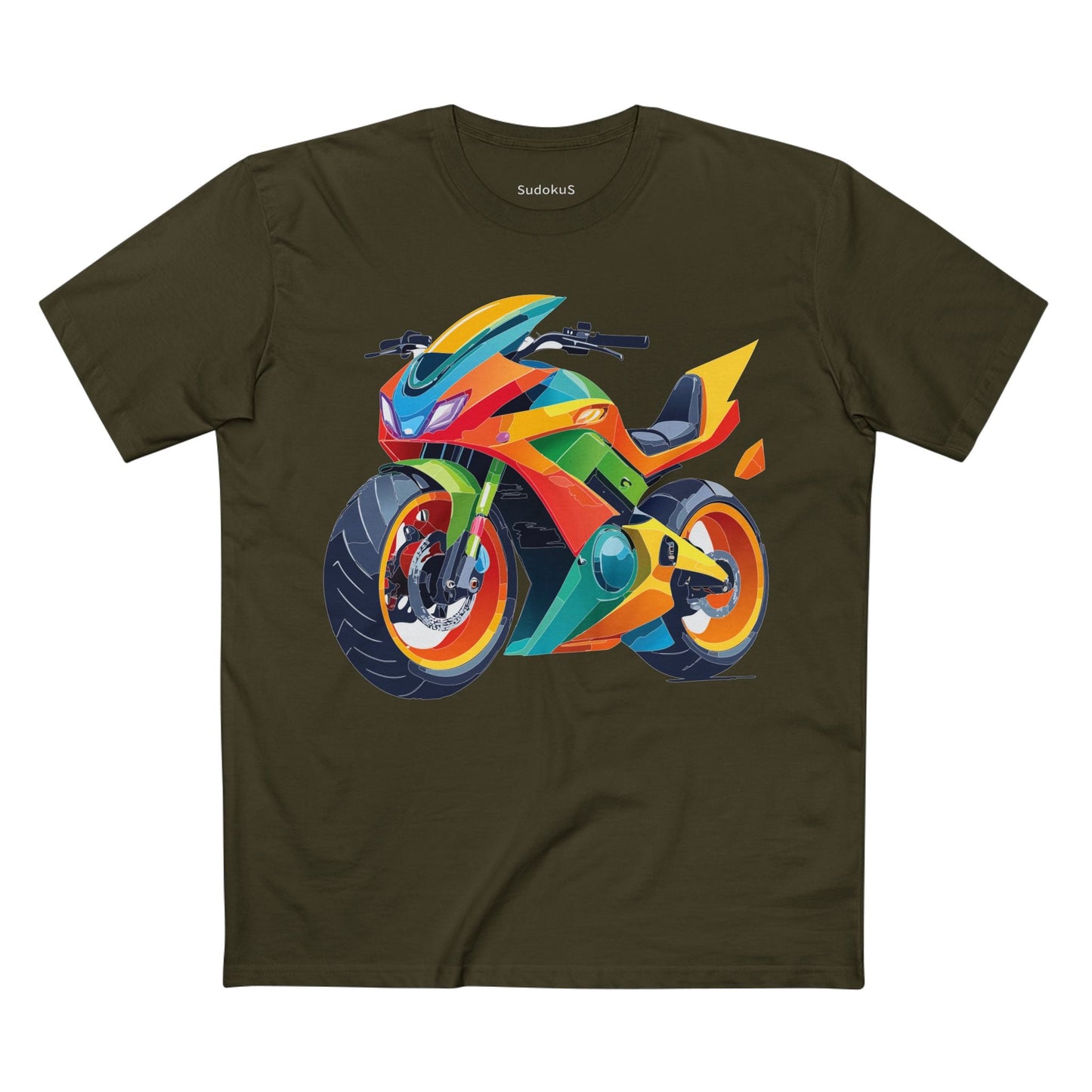 Moto Bike Graphic Unisex 100 Cotton Staple Tee 5