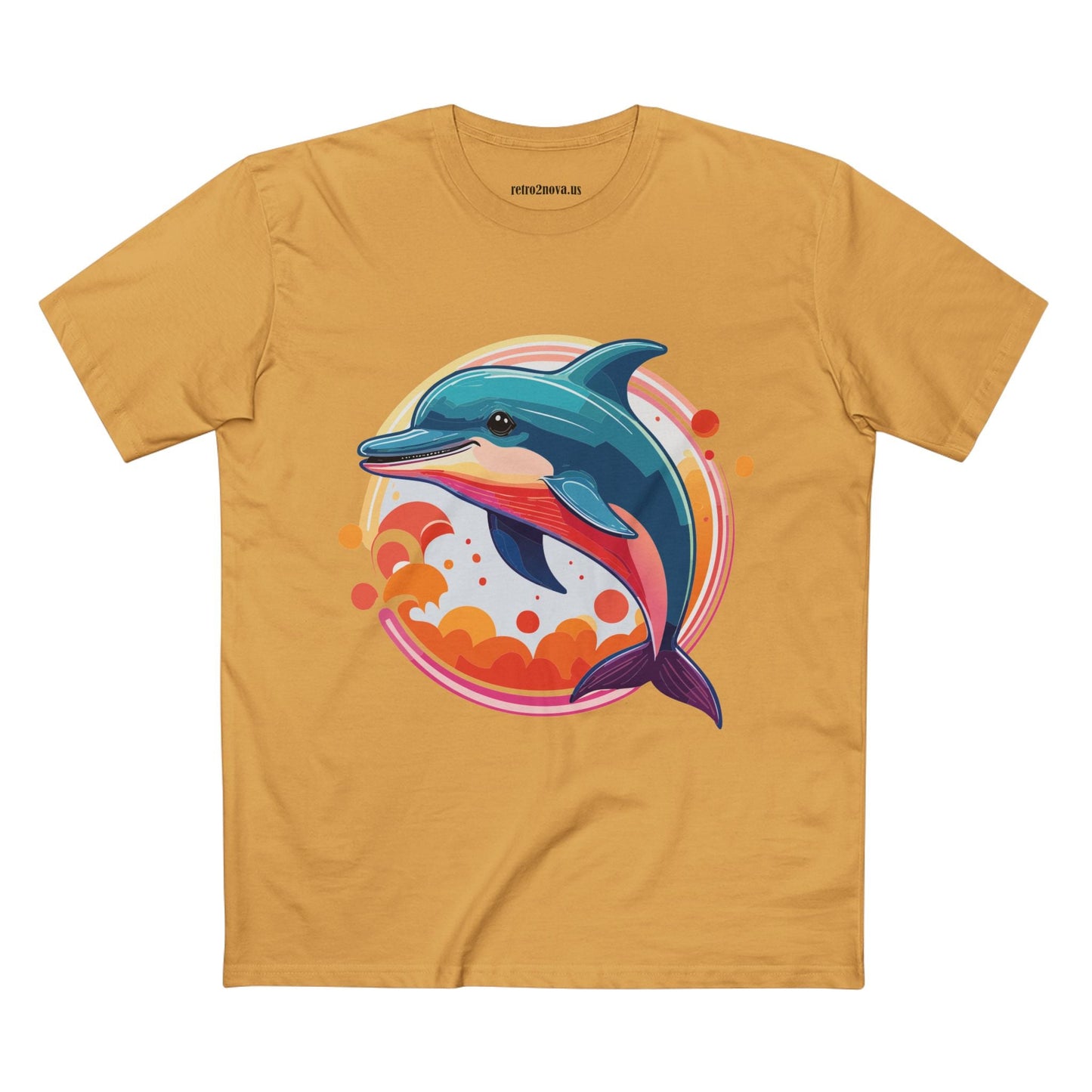 Dolphin Art Shirt Unisex Premium Cotton Tee By Retro2Nova Original Ocean Animal Design For Everyday Comfort