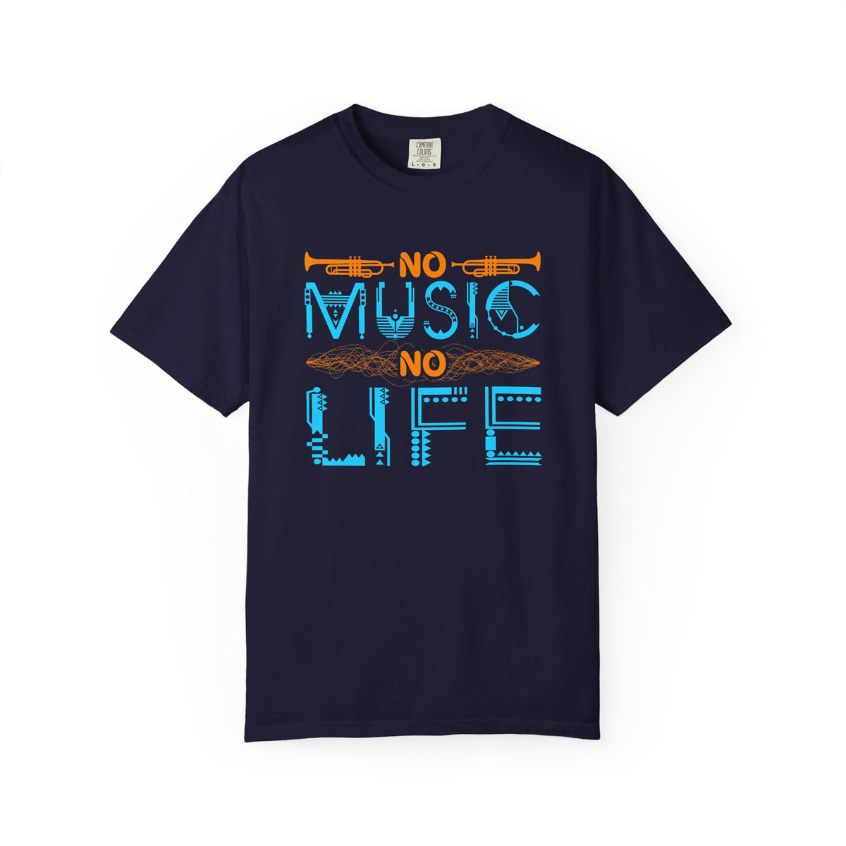 No Music No Life T-shirt Musical Instruments Typography Unisex Cotton Tee 077