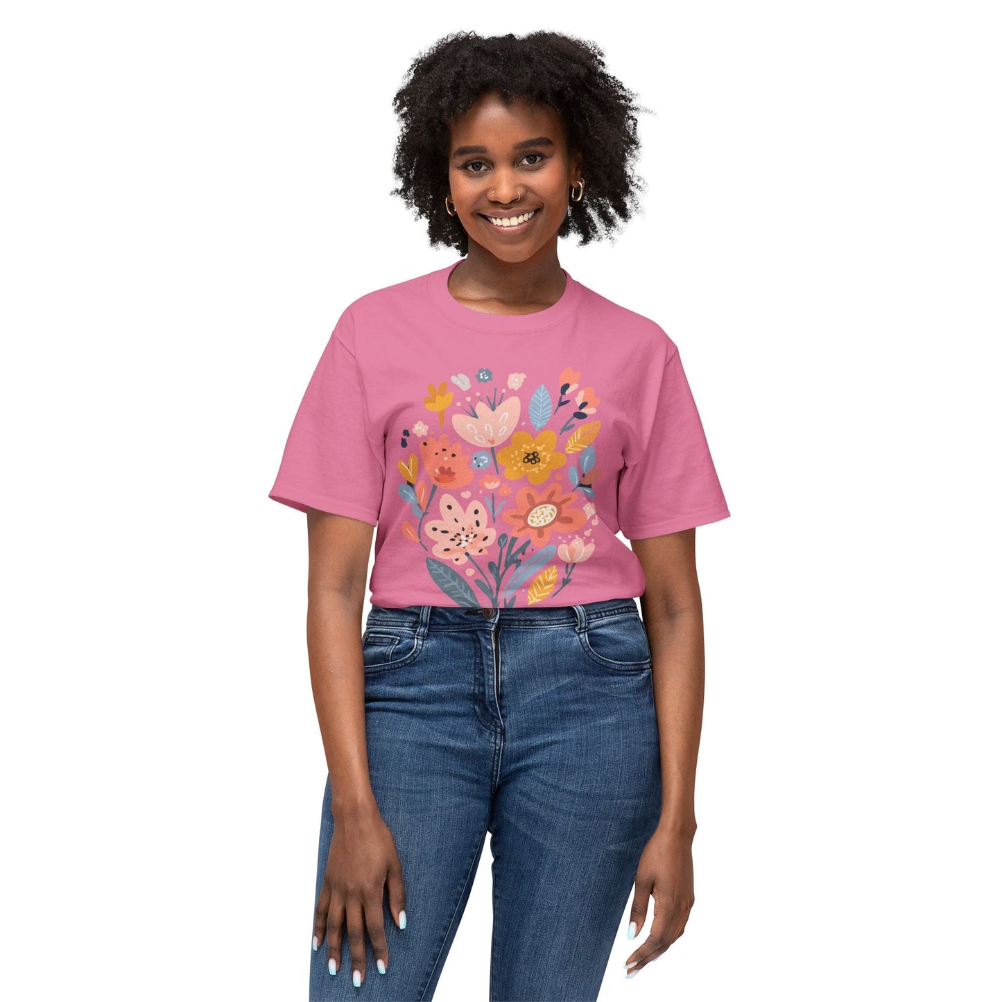 Unisex HD Cotton Floral Art Print T Shirt With Vintage Flowers Design Tee Premium Quality