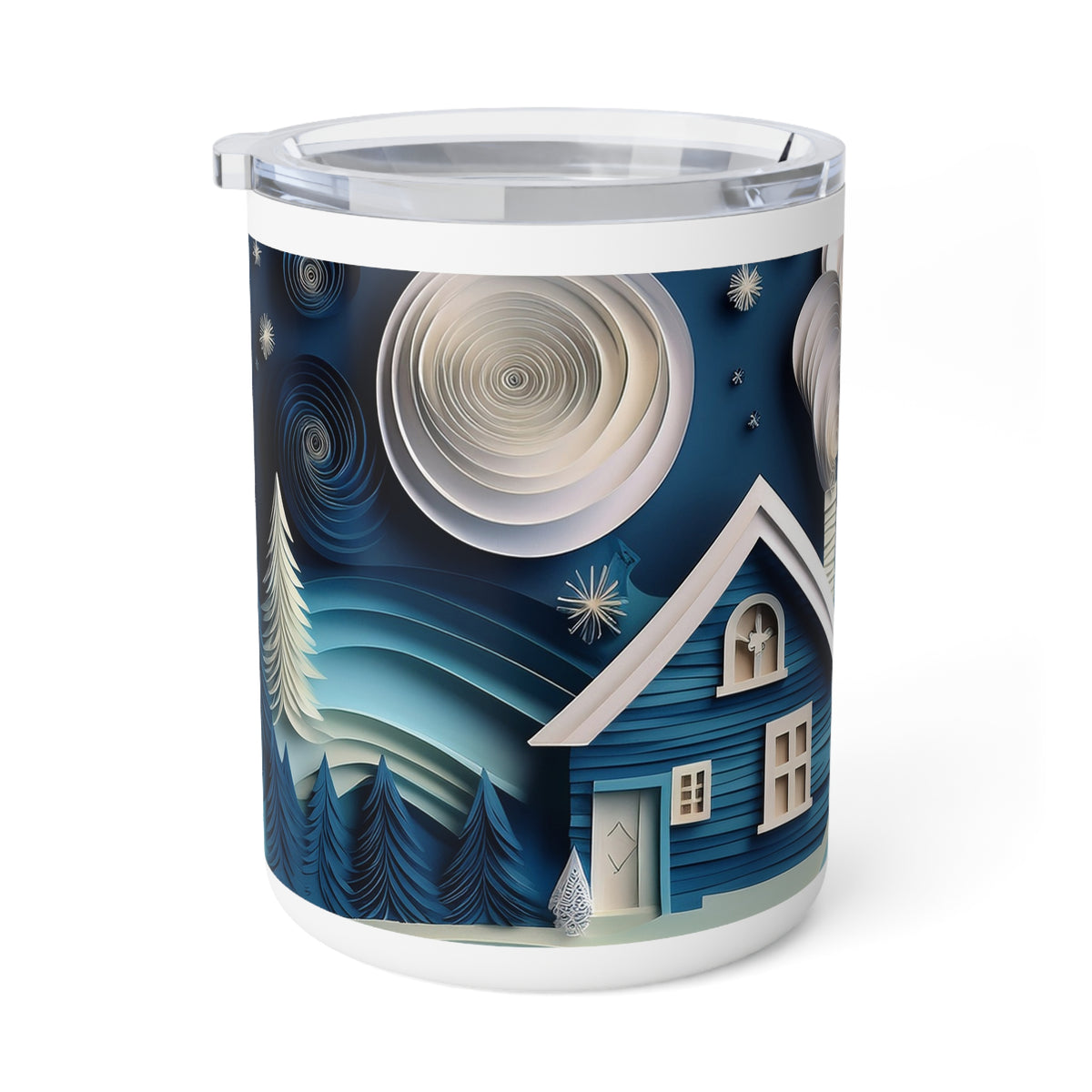 5 Art Design Insulated Coffee Mug Clear Lid 10oz Insulated Coffee Mug 10oz