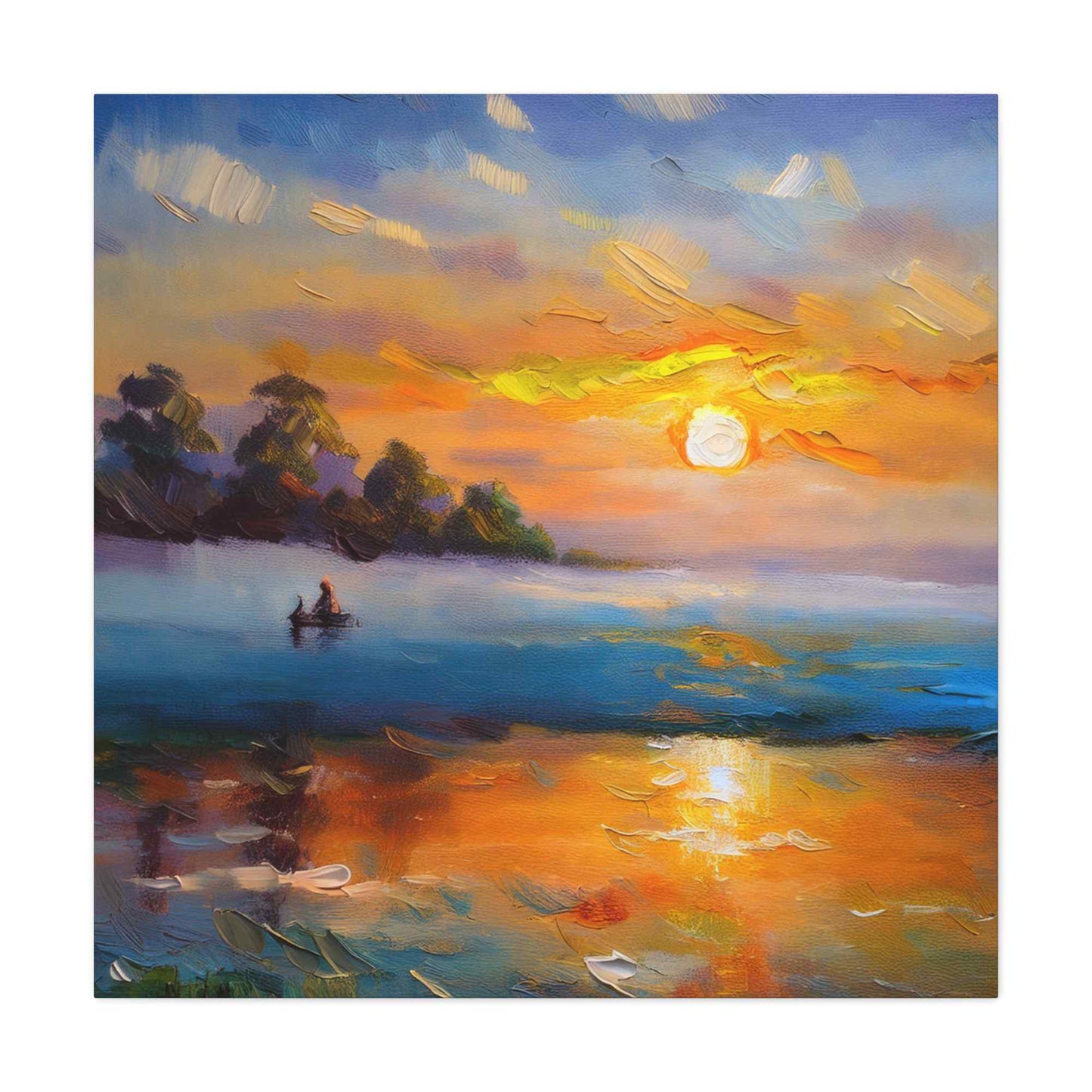 Sunrise Print Canvas, Oil Paint Print 20x20, 24x24, 30x30, 32x32, 36x36 Art Design Print Pine-Wood Inner Frame MC-43